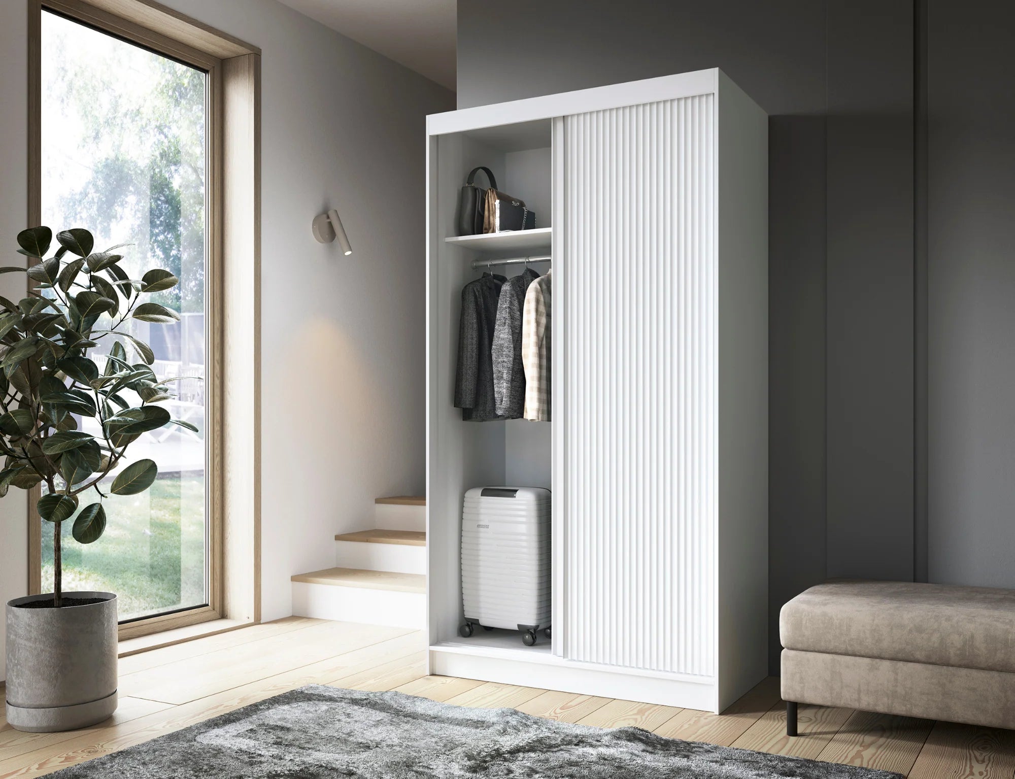 Eltap Biancco II 2D Sliding Wardrobe – White Matte 120 cm