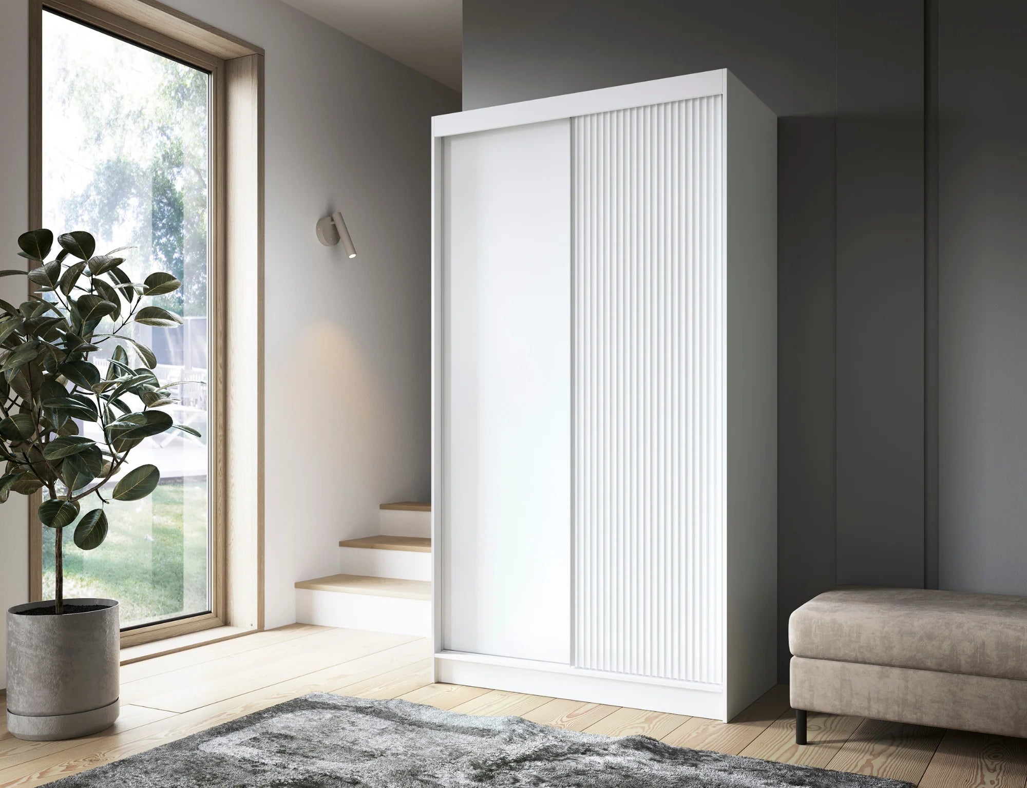 Eltap Biancco II 2D Sliding Wardrobe – White Matte 120 cm