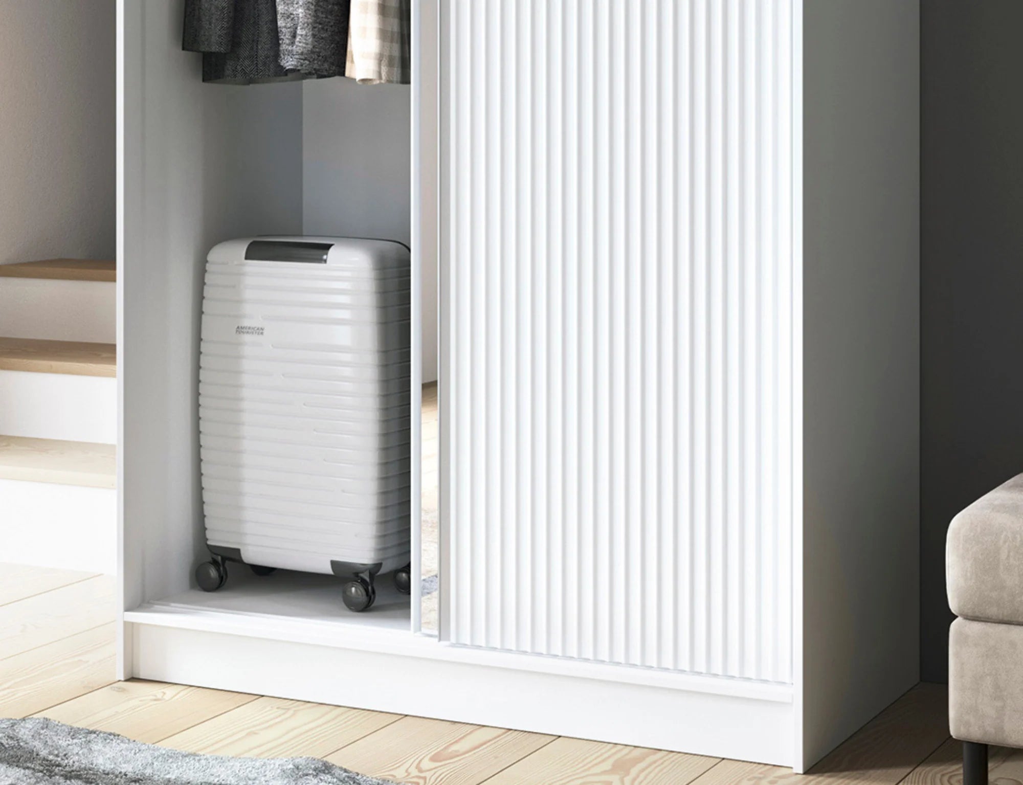 Eltap Biancco II 2D Sliding Wardrobe – White Matte 120 cm With Mirror