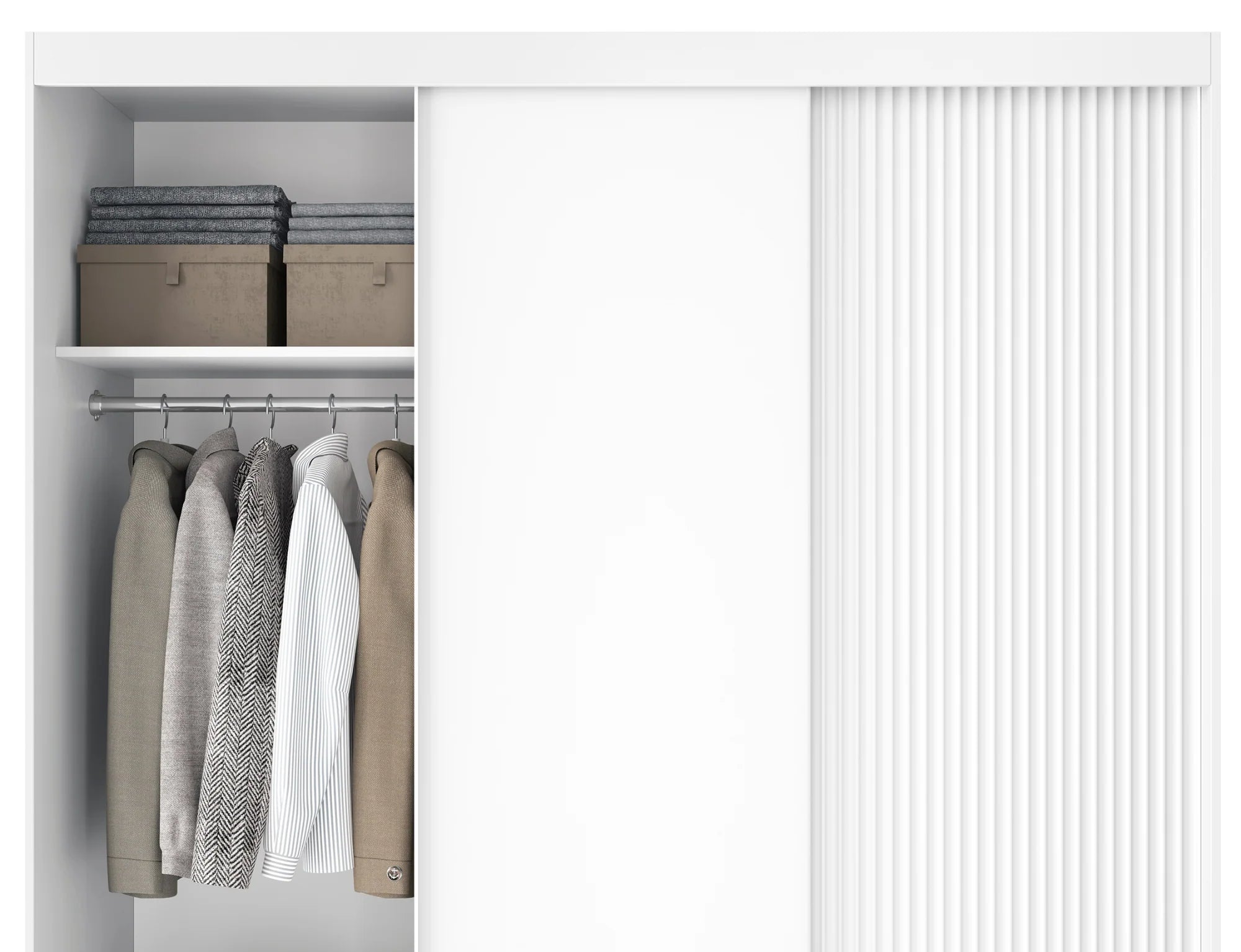 Eltap Biancco III 3D Sliding Wardrobe – White Matte 180 cm With Mirror