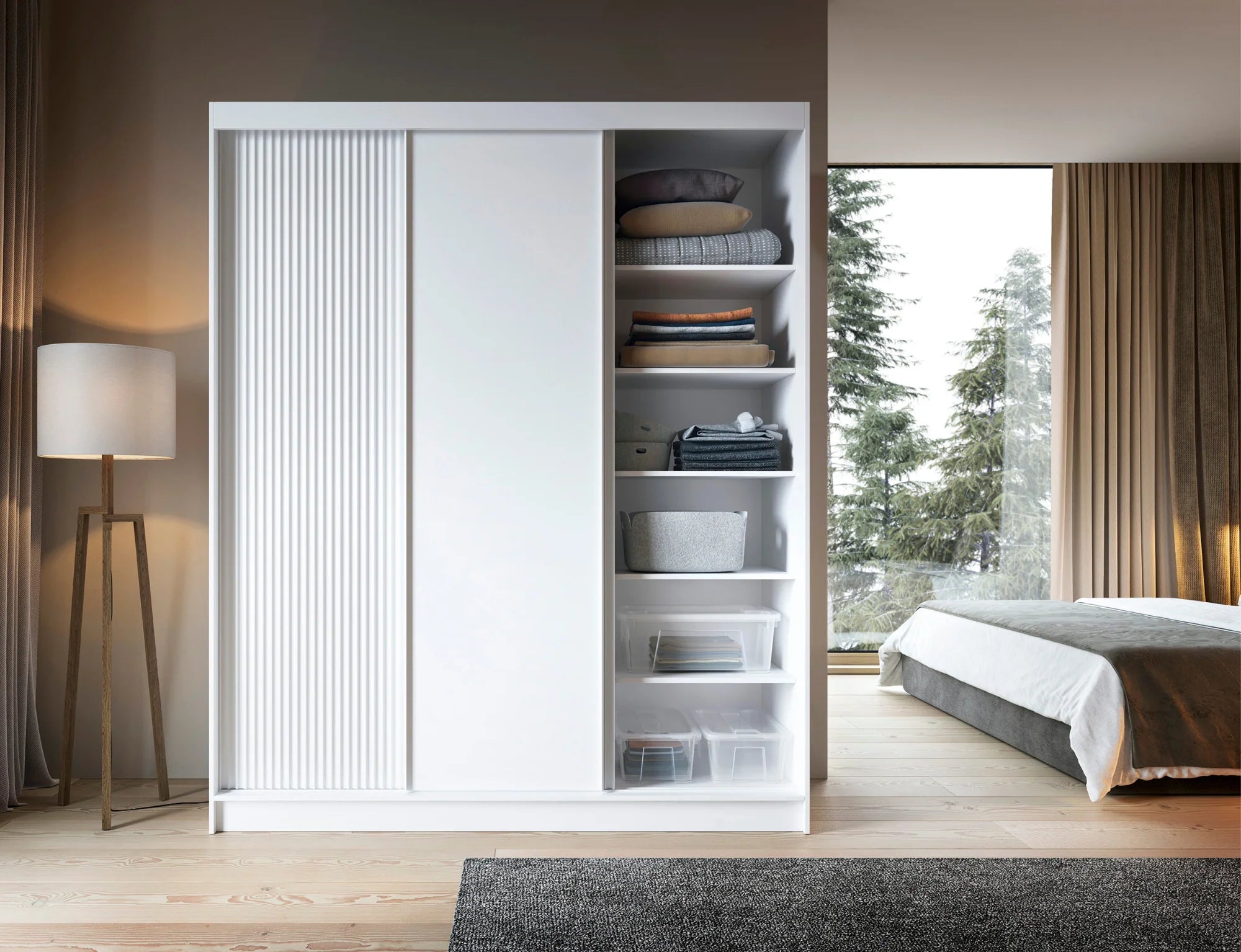 Eltap Biancco III 3D Sliding Wardrobe – White Matte 180 cm
