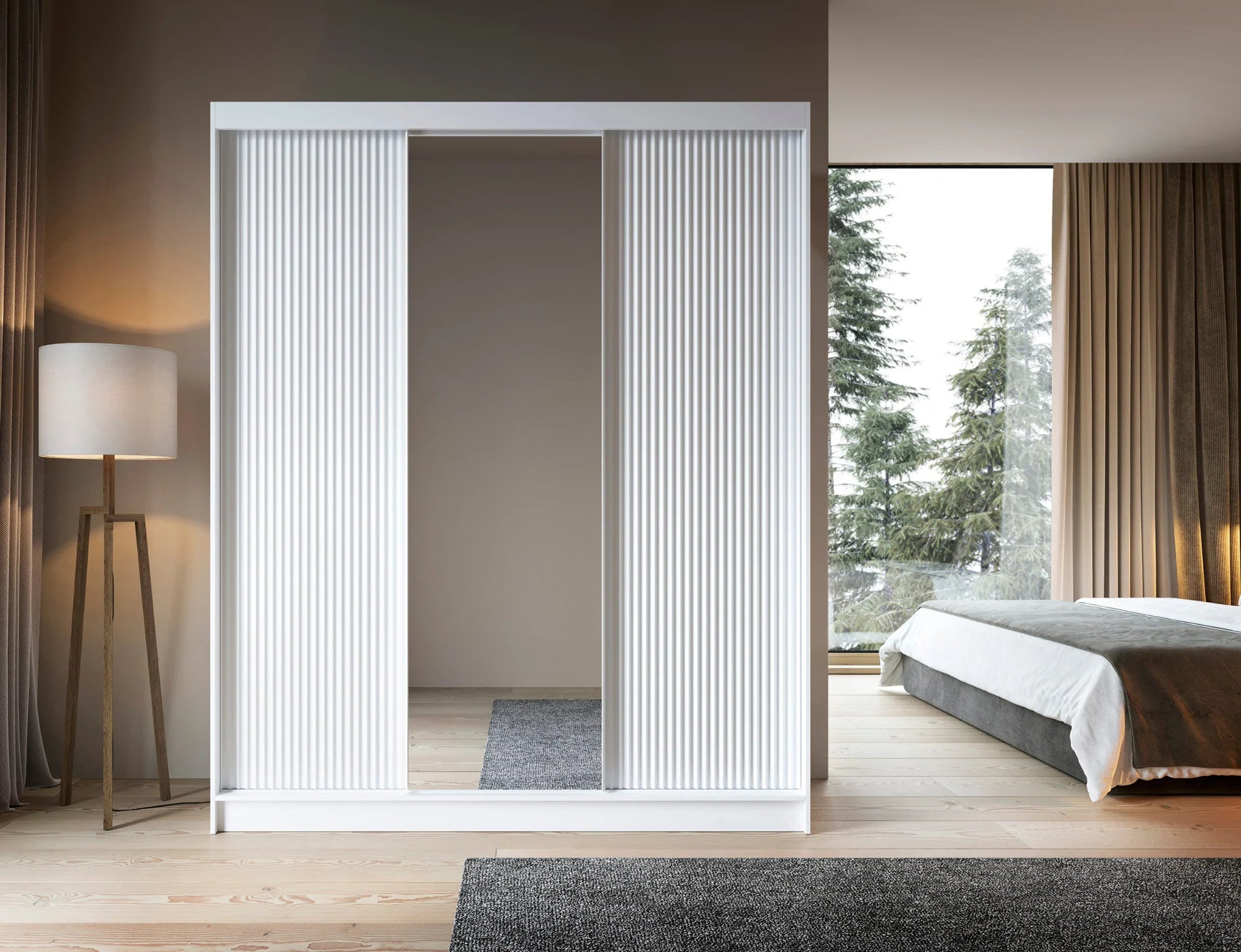 Eltap Biancco III 3D Sliding Wardrobe – White Matte 180 cm With Mirror