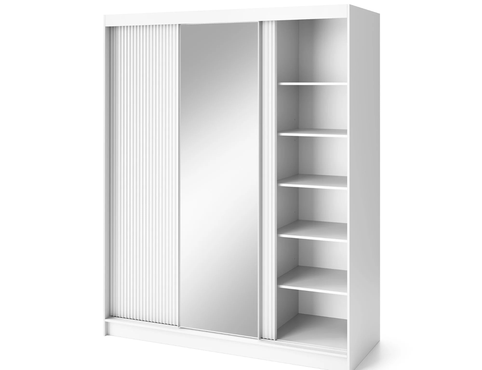 Eltap Biancco III 3D Sliding Wardrobe – White Matte 180 cm With Mirror