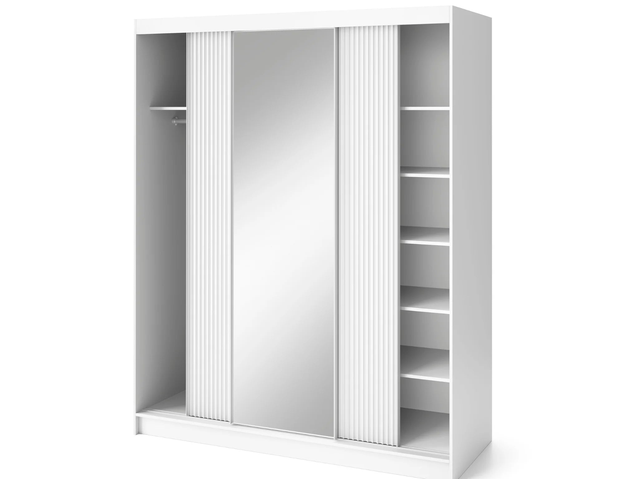 Eltap Biancco III 3D Sliding Wardrobe – White Matte 180 cm With Mirror