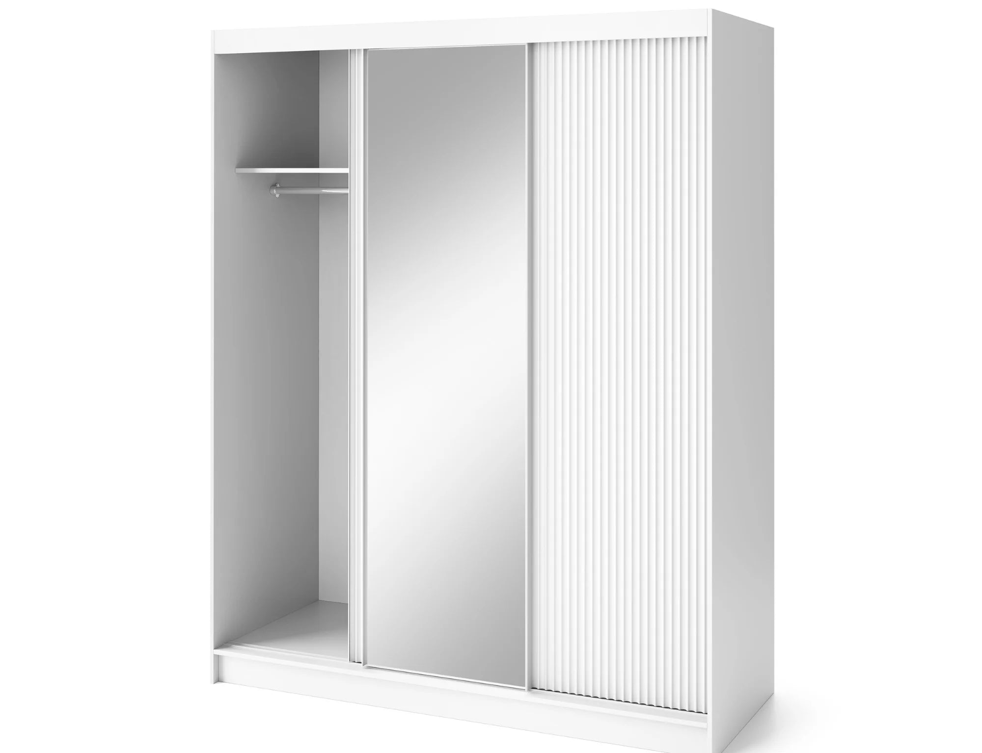 Eltap Biancco III 3D Sliding Wardrobe – White Matte 180 cm With Mirror
