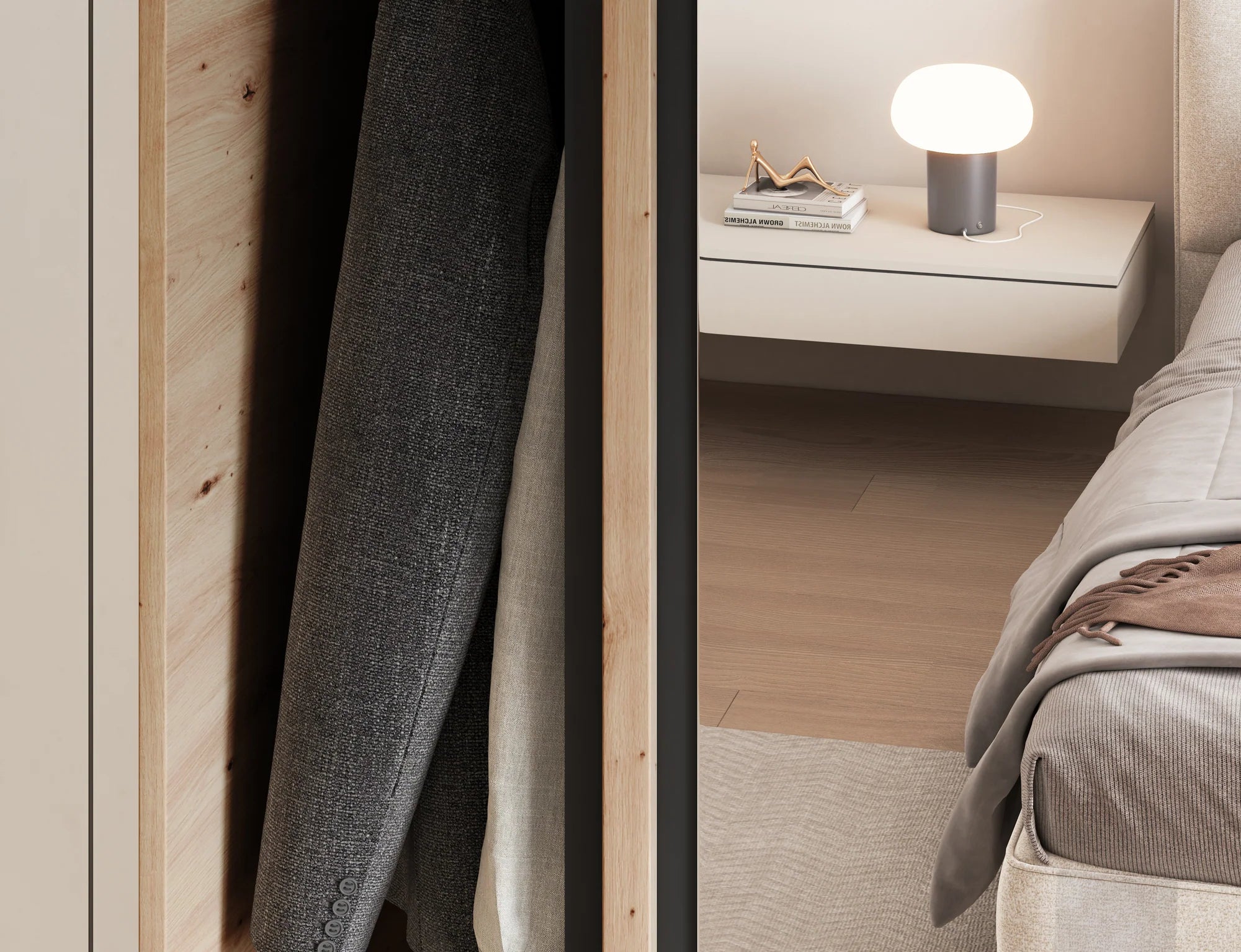 Eltap Emerio II 2D Sliding Wardrobe – Aristan Oak 120 cm with Mirror