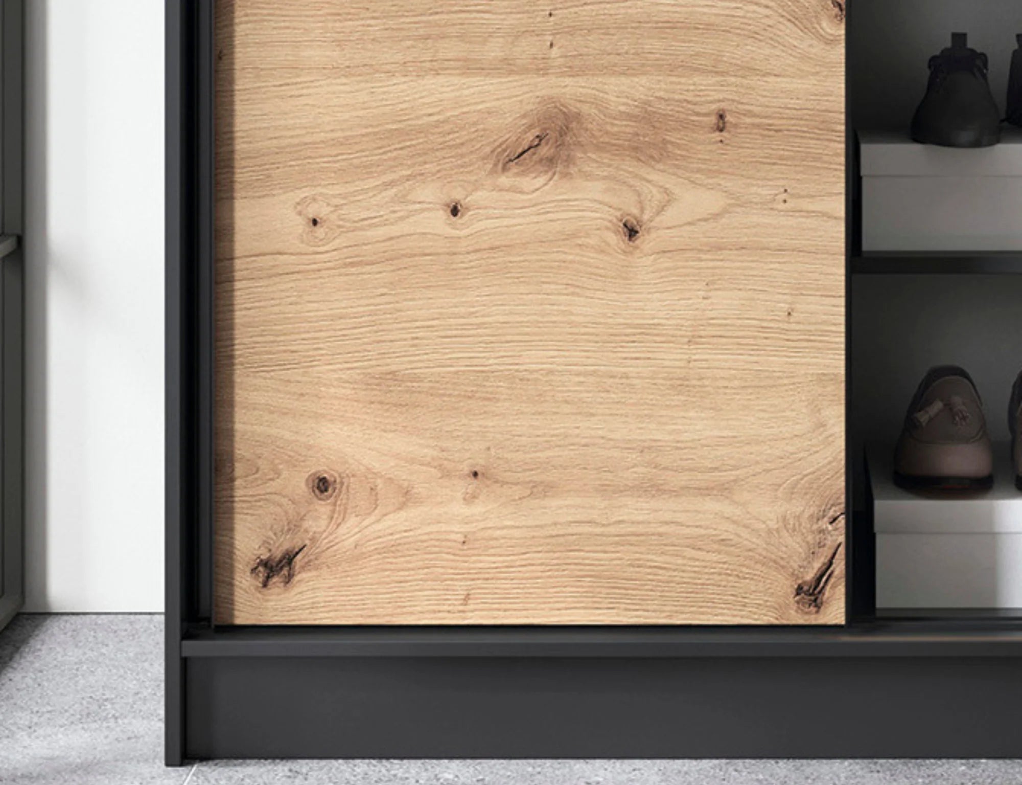 Eltap Esville II 2D Sliding Wardrobe – Black/Aristan Oak 120 cm