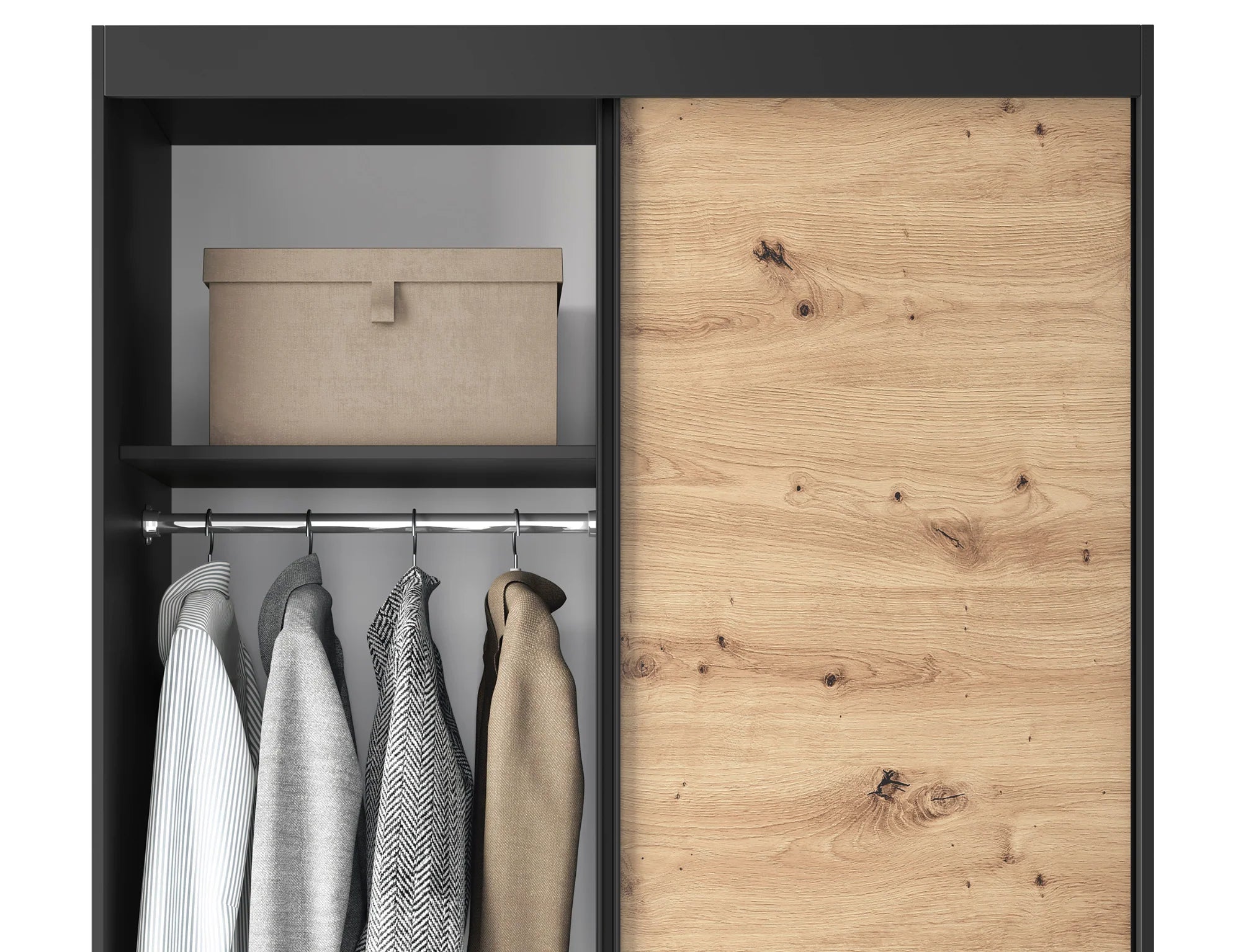 Eltap Esville II 2D Sliding Wardrobe – Black/Aristan Oak 120 cm