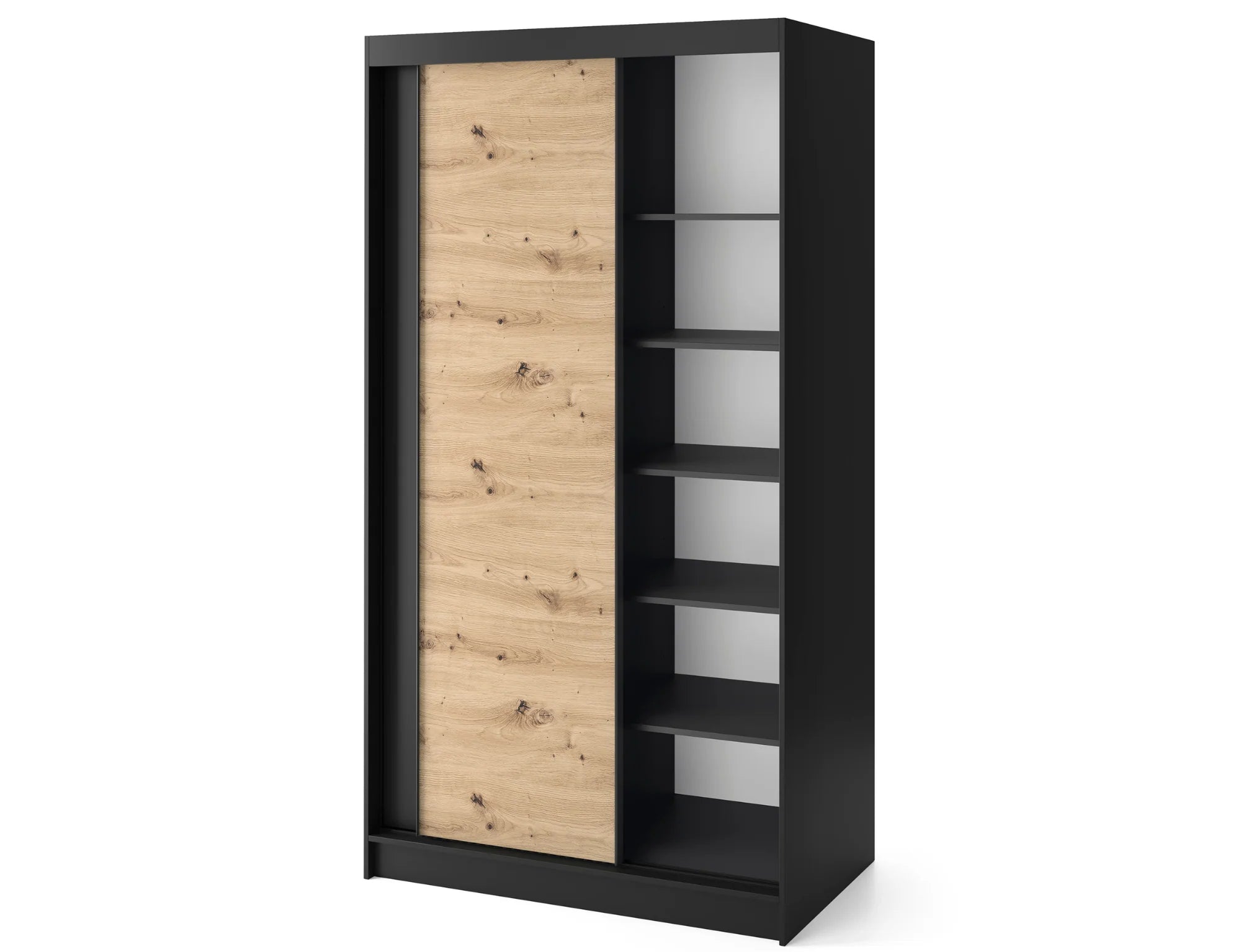 Eltap Esville II 2D Sliding Wardrobe – Black/Aristan Oak 120 cm