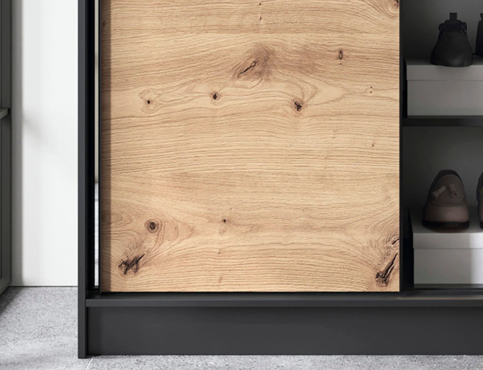Eltap Esville II 2D Sliding Wardrobe – Black/Aristan Oak 120 cm with Mirror