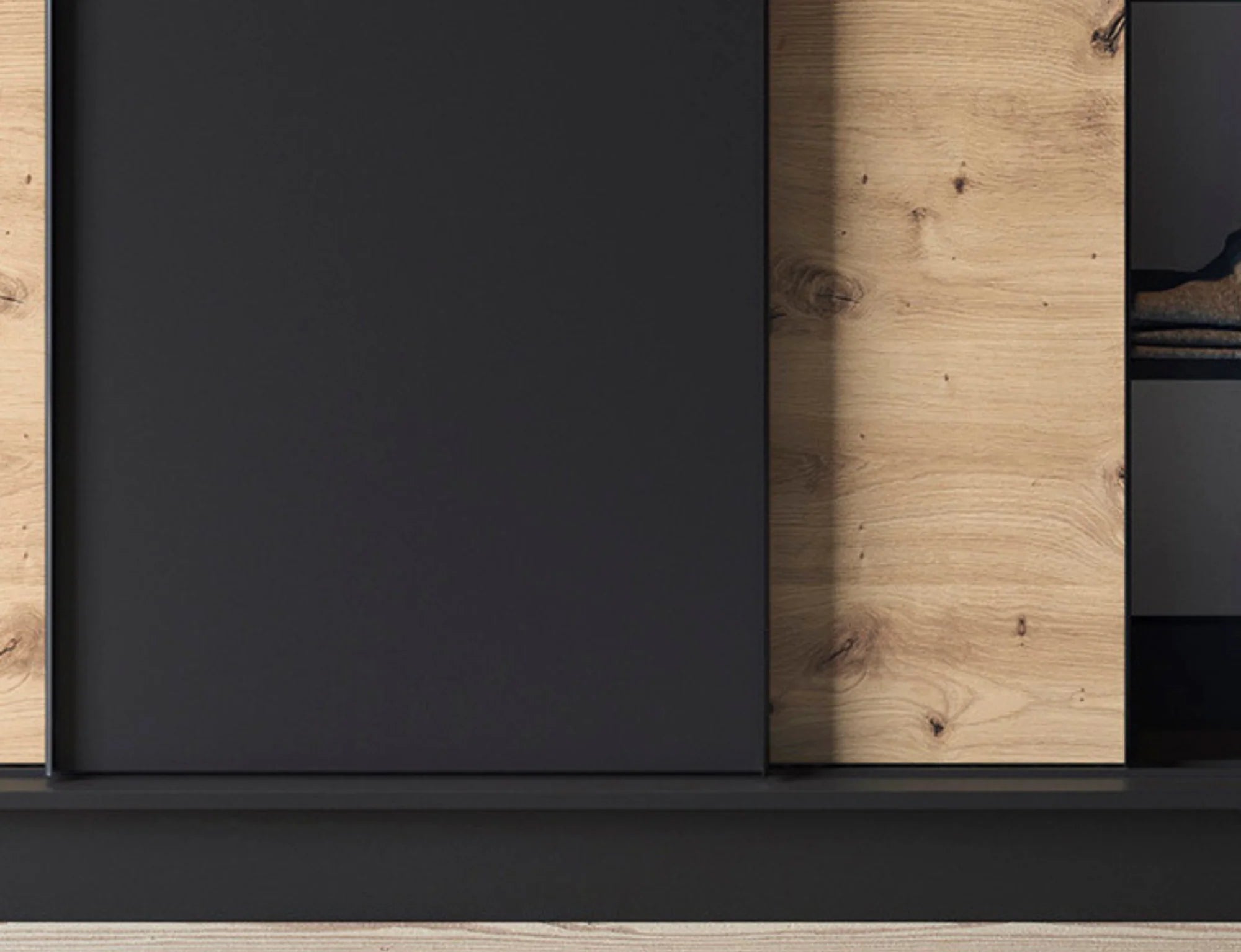 Eltap Esville III 3D Sliding Wardrobe – Black/Aristan Oak 180 cm