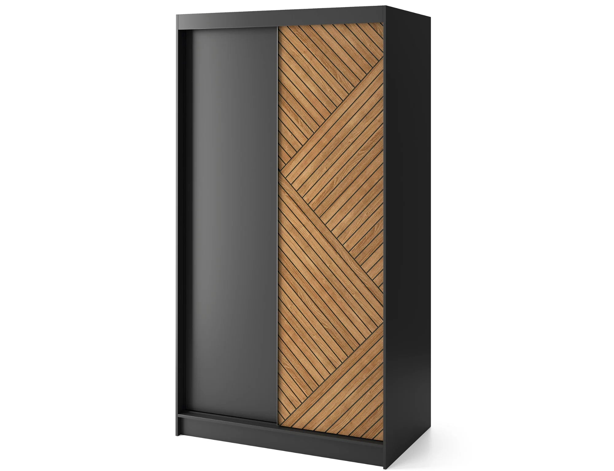 Eltap Marrphy II 2D Sliding Wardrobe – Black/Oak Caramel 120 cm