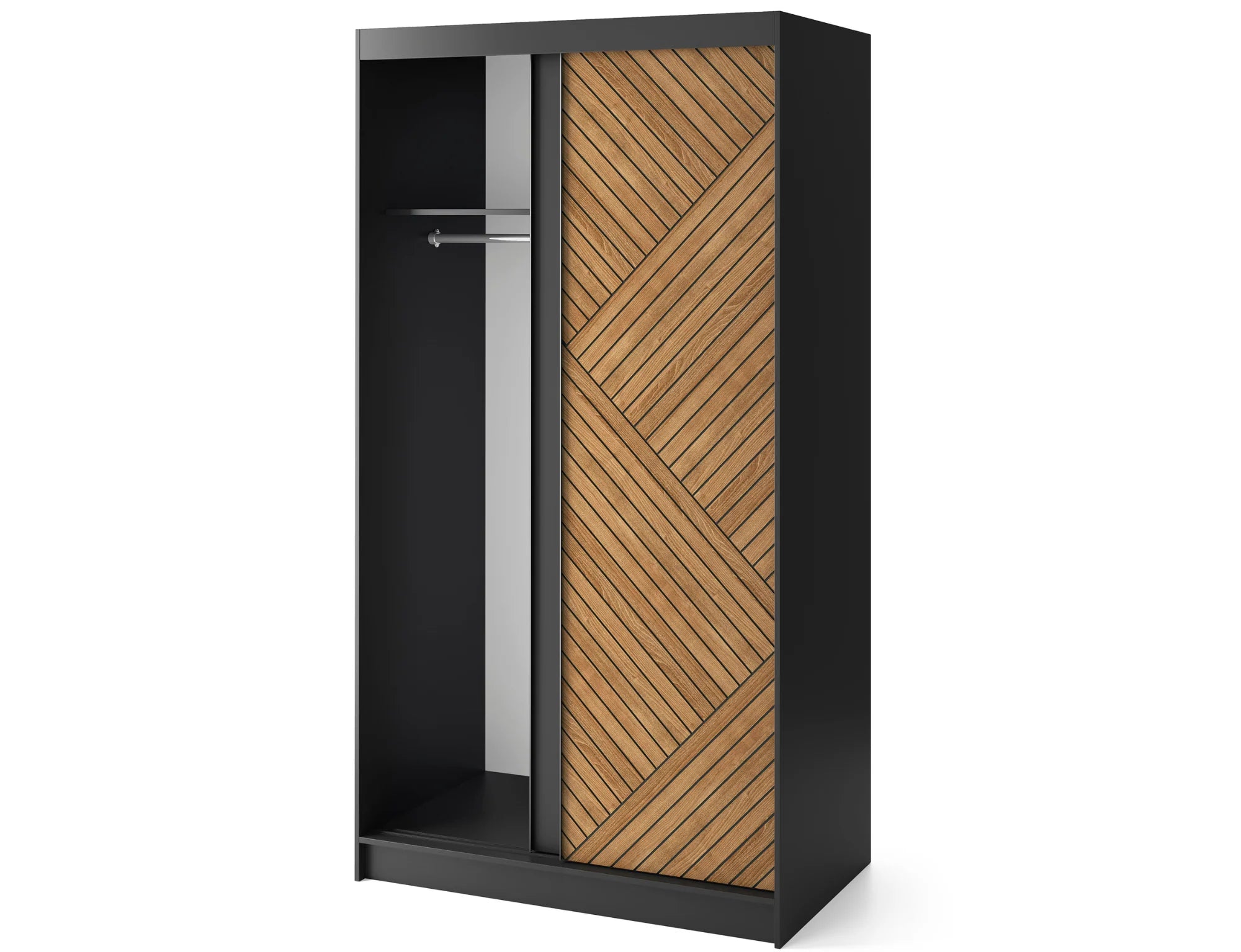Eltap Marrphy II 2D Sliding Wardrobe – Black/Oak Caramel 120 cm