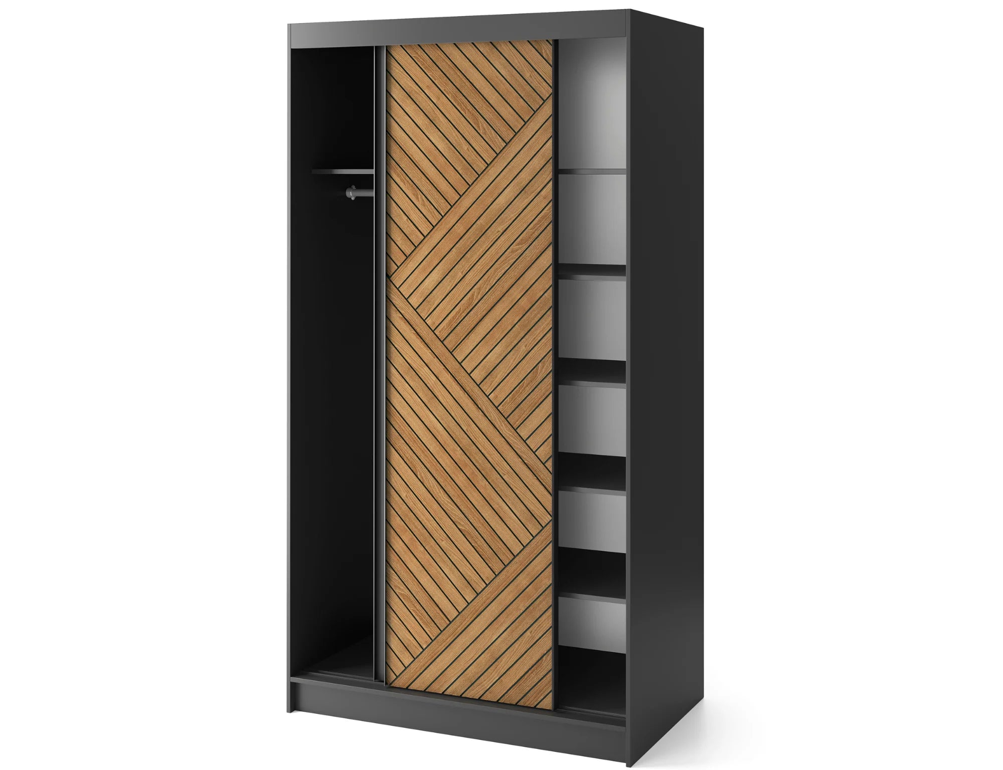 Eltap Marrphy II 2D Sliding Wardrobe – Black/Oak Caramel 120 cm