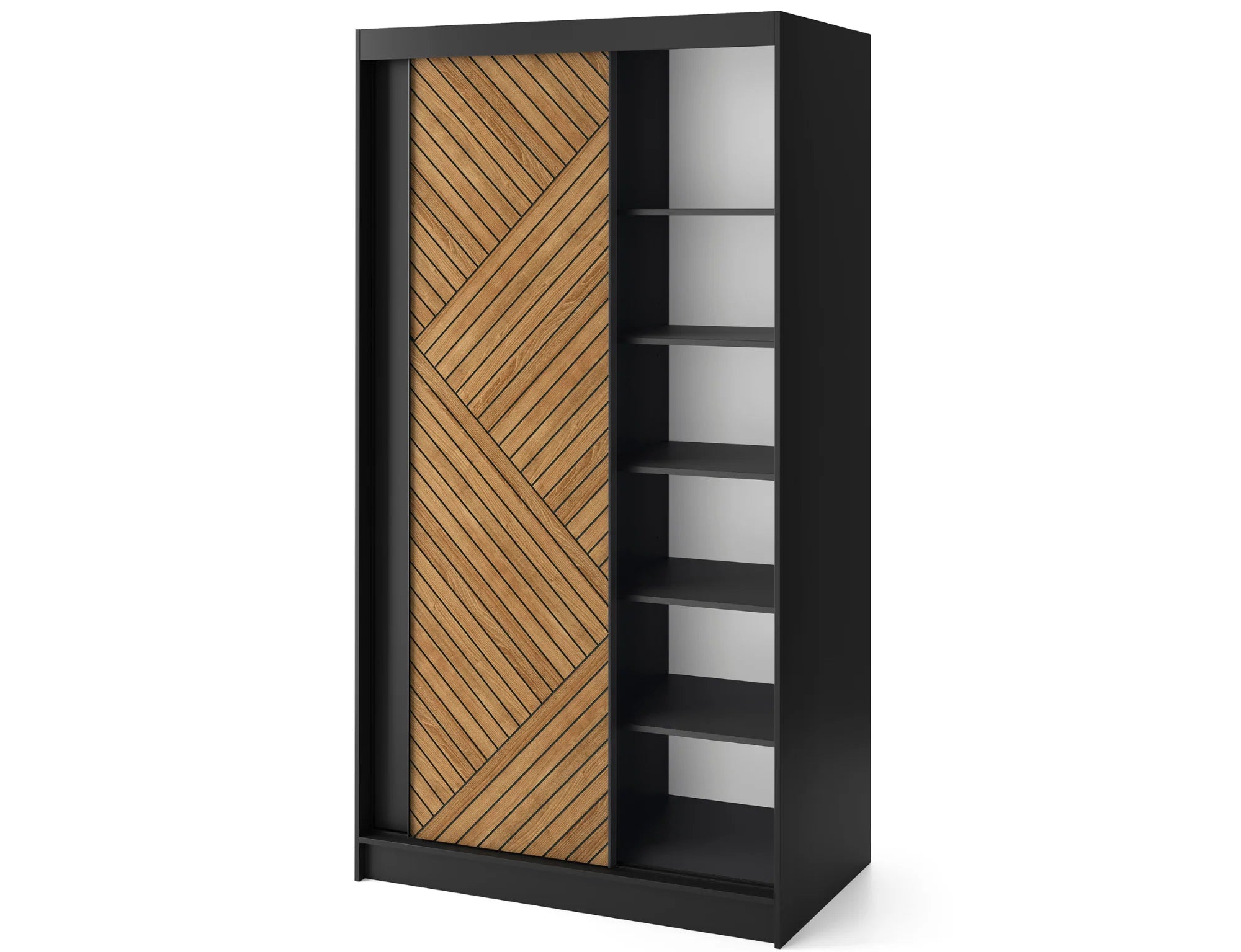 Eltap Marrphy II 2D Sliding Wardrobe – Black/Oak Caramel 120 cm