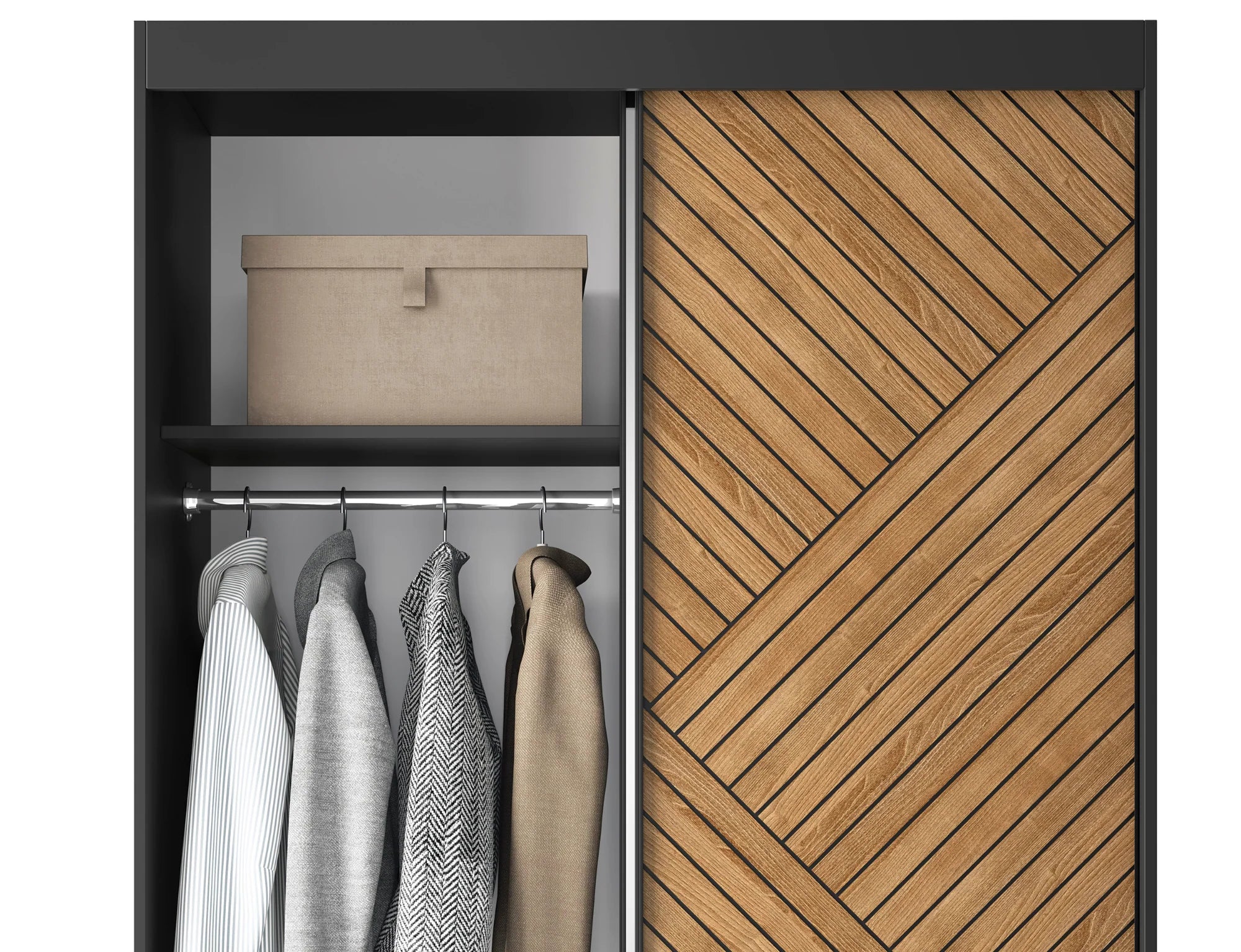 Eltap Marrphy II 2D Sliding Wardrobe – Black/Oak Caramel 120 cm