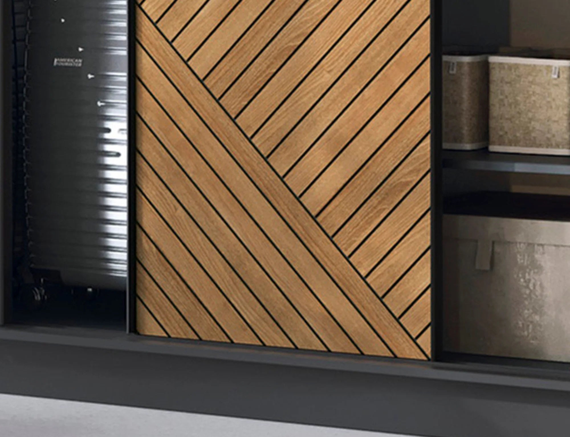 Eltap Marrphy III 3D Sliding Wardrobe – Black/Oak Carmel 180 cm