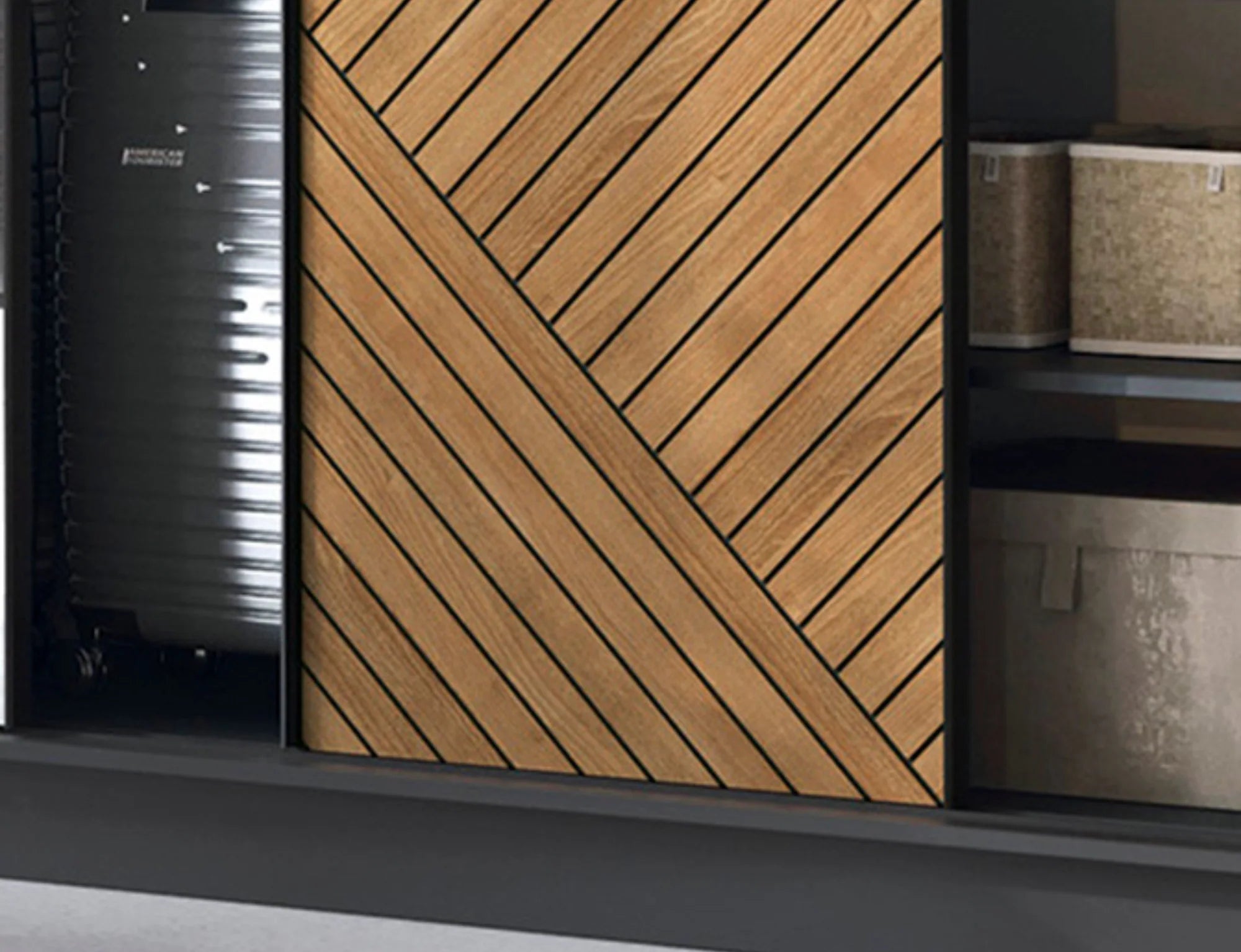 Eltap Marrphy III 3D Sliding Wardrobe – Black/Oak Carmel 180 cm with Mirror