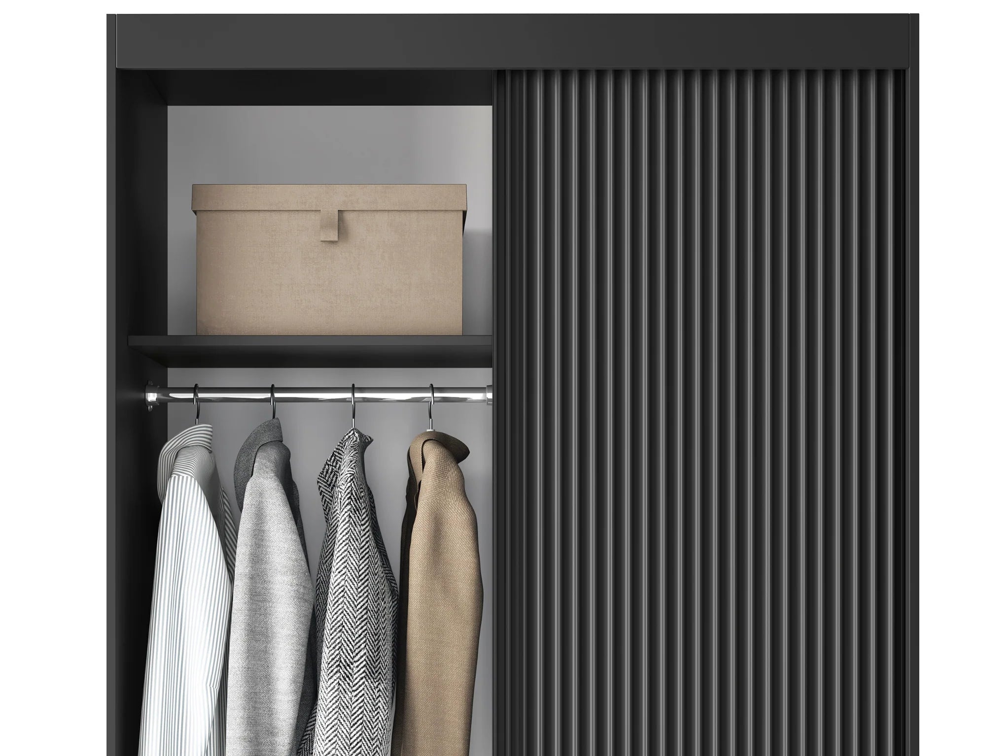 Eltap Prescco II 2D Sliding Wardrobe – Black Matte 120 cm