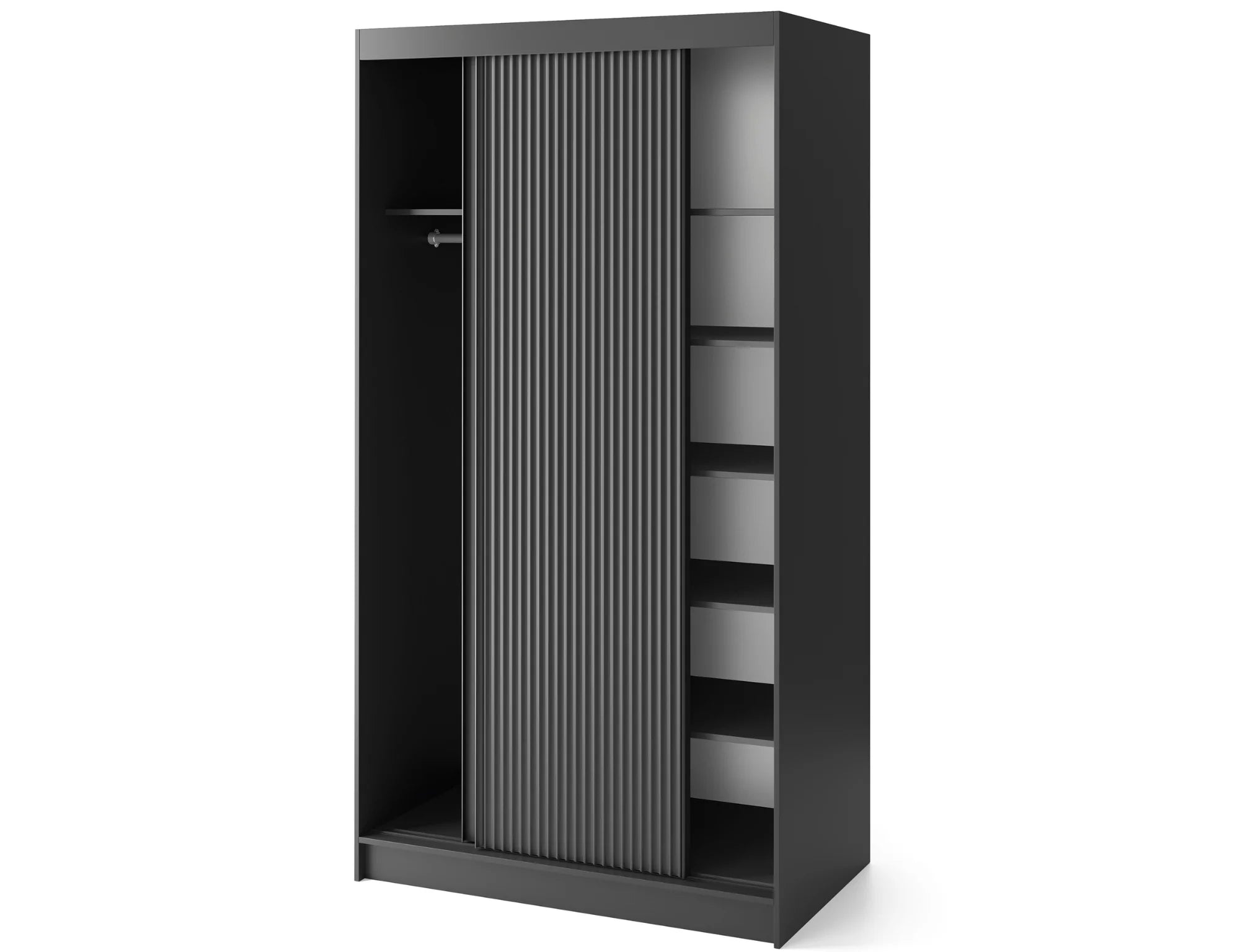 Eltap Prescco II 2D Sliding Wardrobe – Black Matte 120 cm