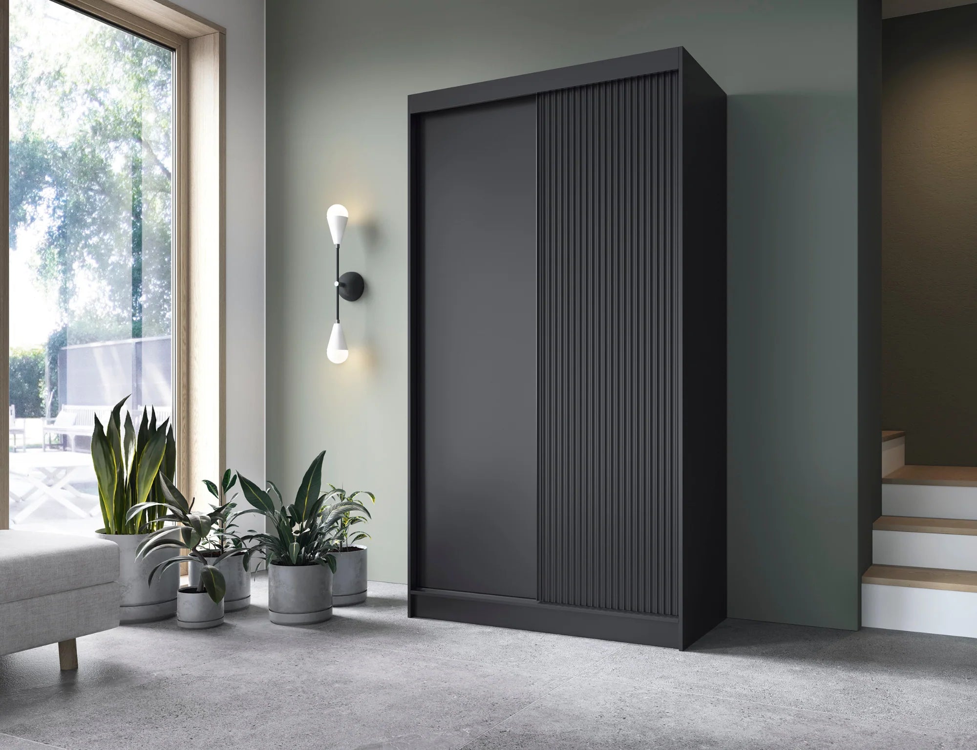 Eltap Prescco II 2D Sliding Wardrobe – Black Matte 120 cm