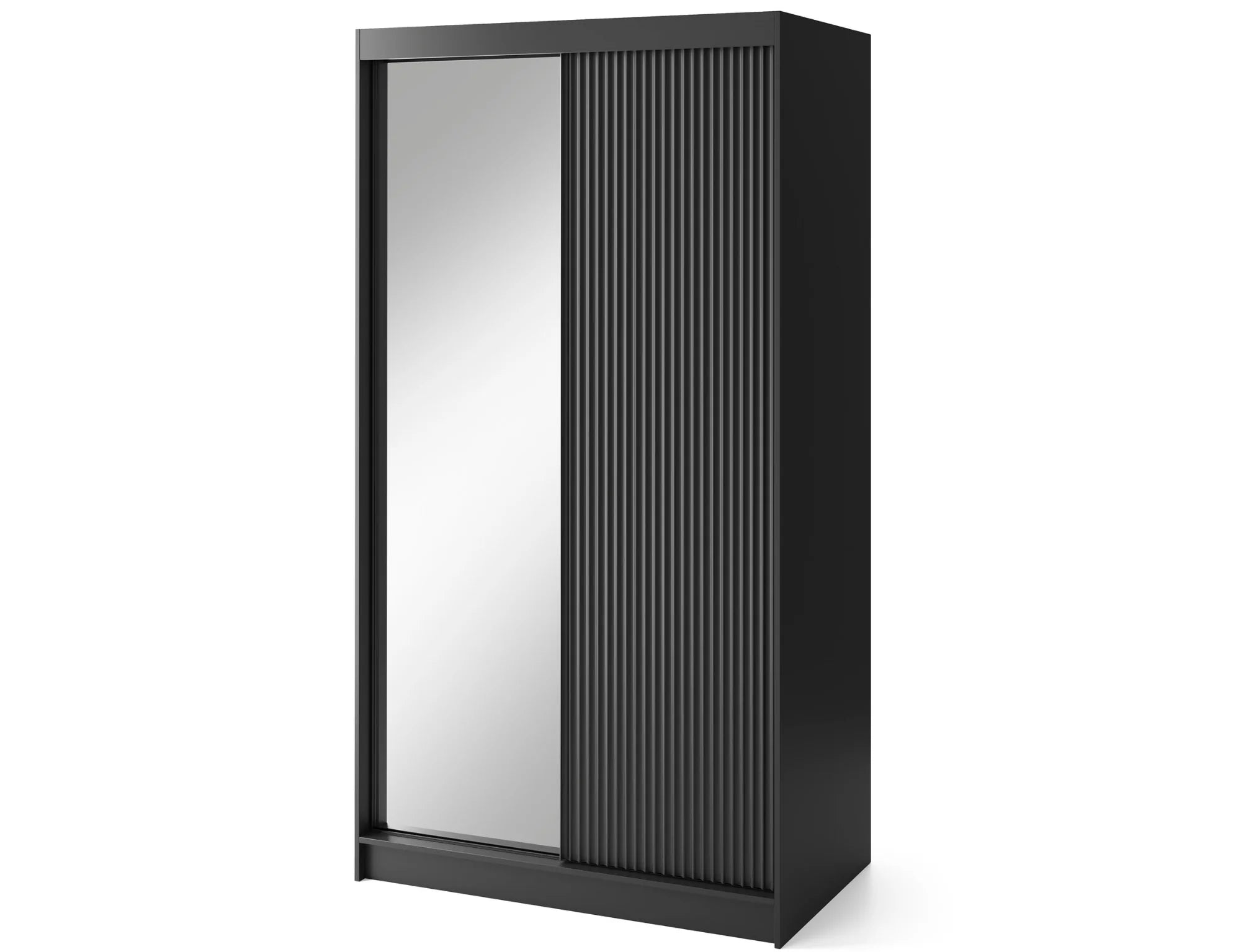 Eltap Prescco II 2D Sliding Wardrobe – Black Matte 120 cm With Mirror