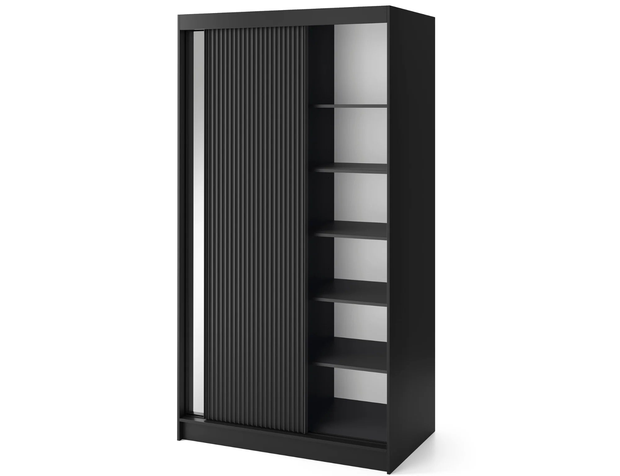 Eltap Prescco II 2D Sliding Wardrobe – Black Matte 120 cm With Mirror