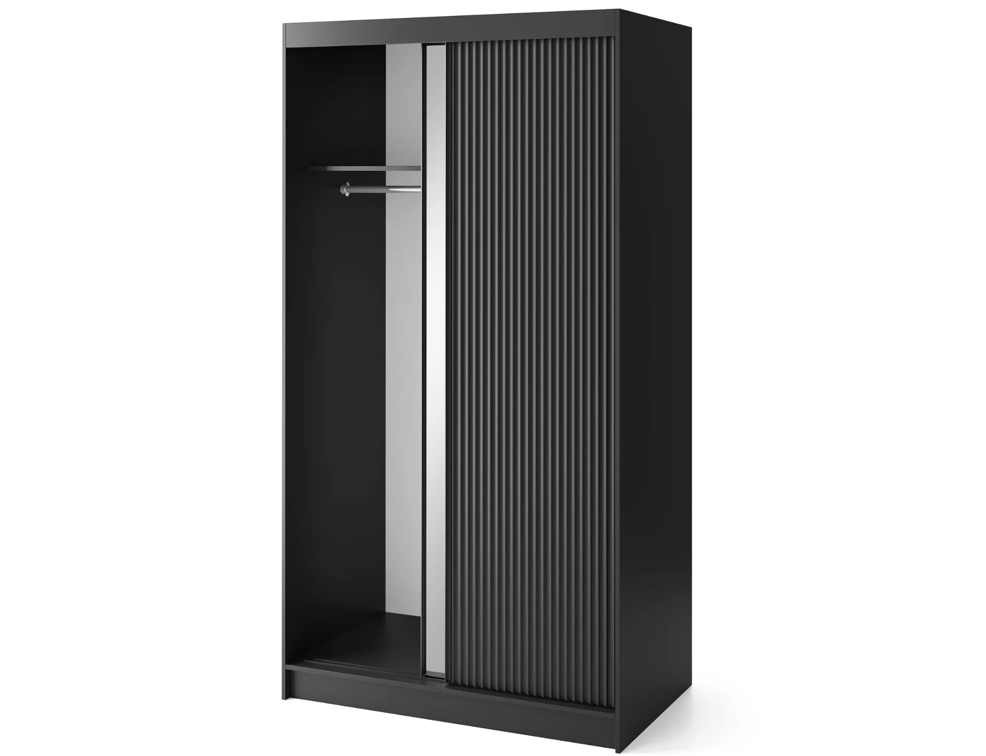 Eltap Prescco II 2D Sliding Wardrobe – Black Matte 120 cm With Mirror