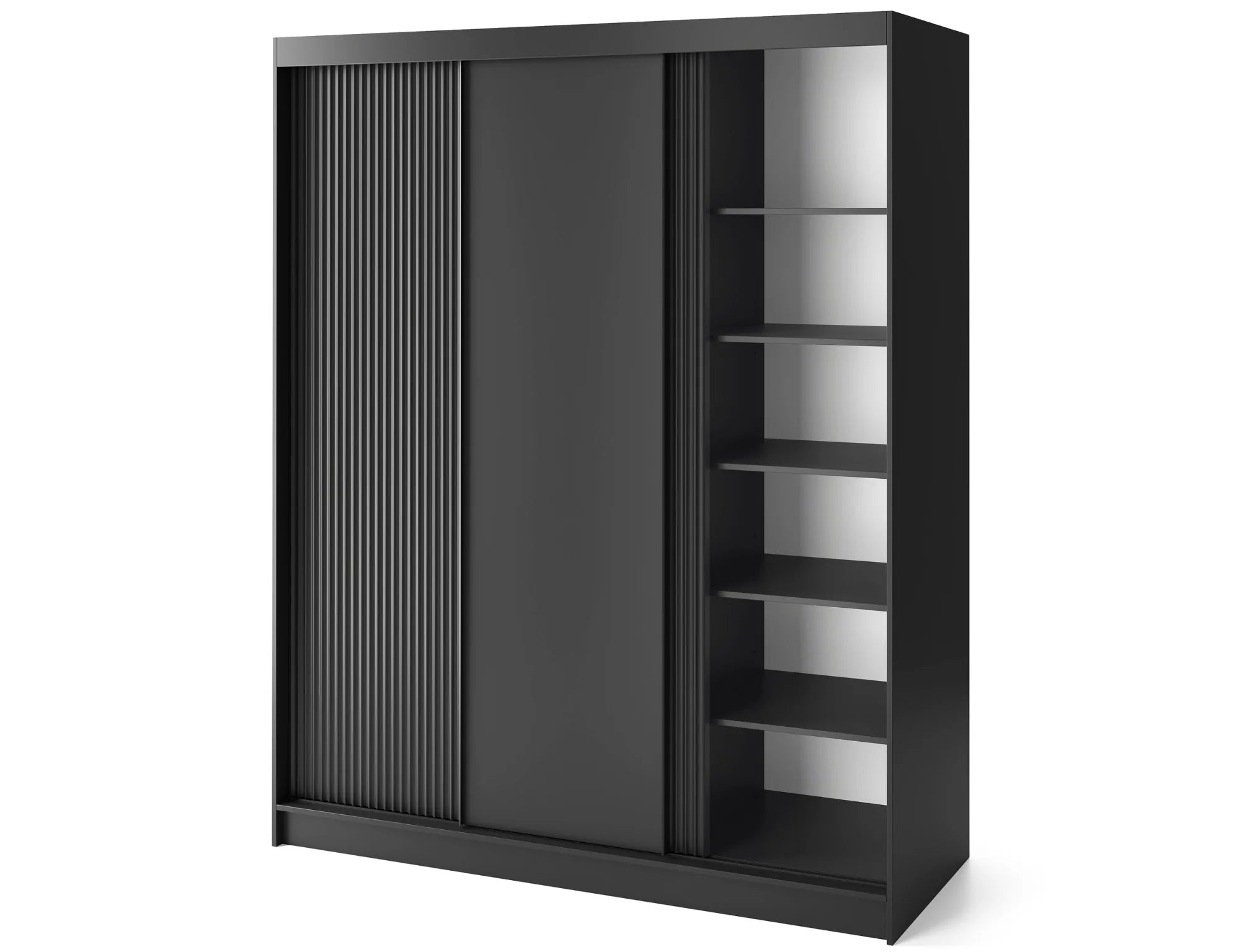 Eltap Prescco III 3D Sliding Wardrobe – Black Matte 180 cm