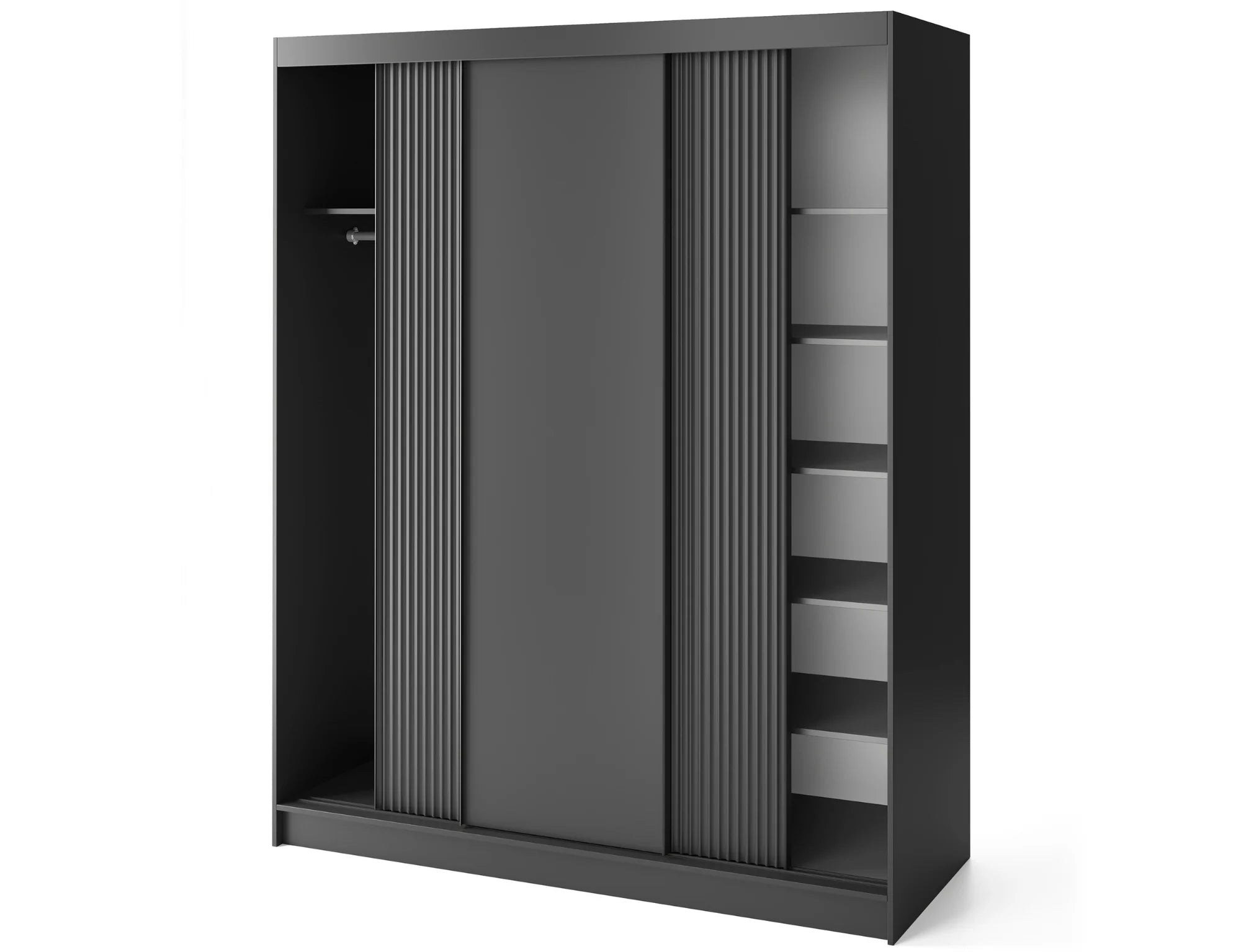 Eltap Prescco III 3D Sliding Wardrobe – Black Matte 180 cm