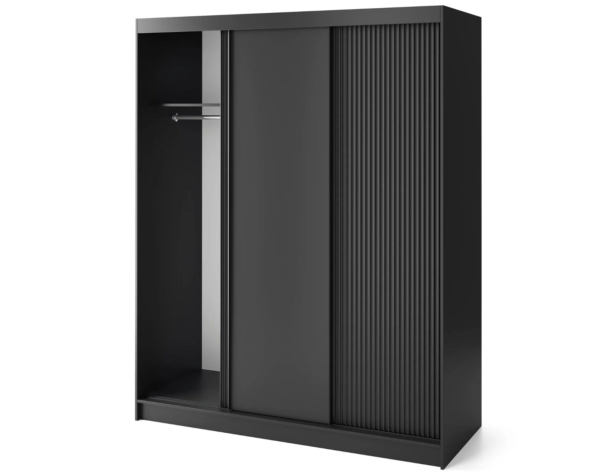 Eltap Prescco III 3D Sliding Wardrobe – Black Matte 180 cm