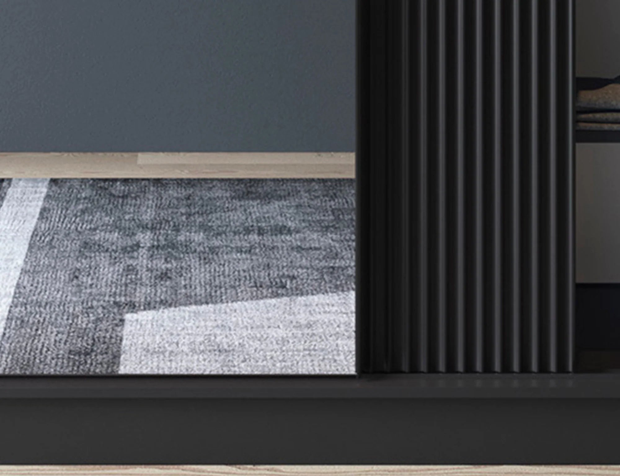 Eltap Prescco III 3D Sliding Wardrobe – Black Matte 180 cm with Mirror