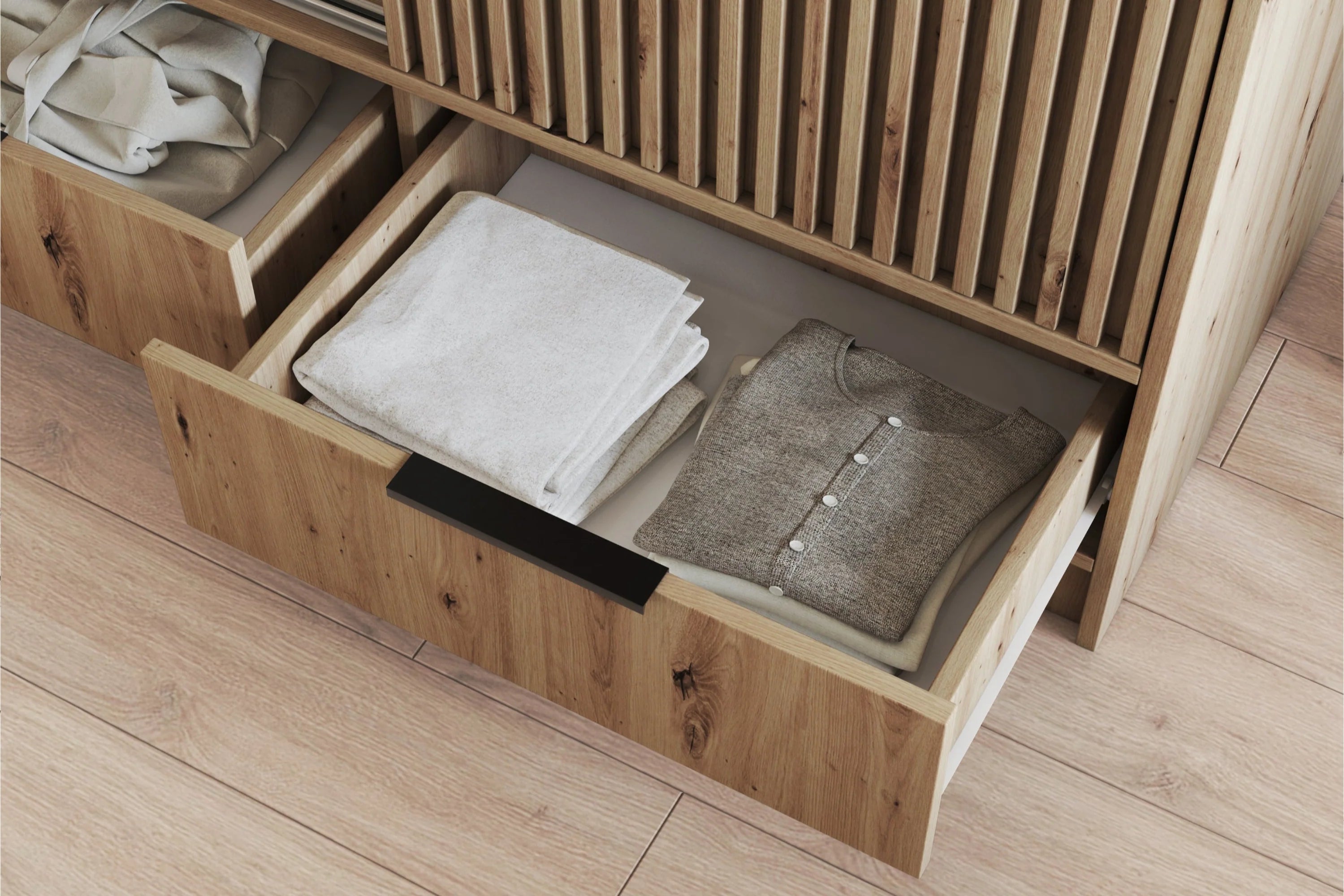 Eltap Voodi II 2D Sliding Wardrobe – Aristan Oak 120 cm with Mirror