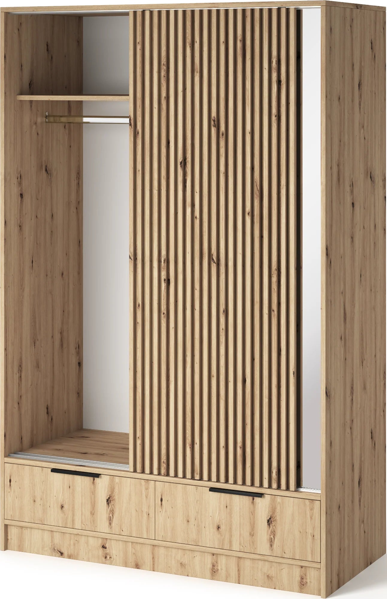 Eltap Voodi II 2D Sliding Wardrobe – Aristan Oak 120 cm with Mirror