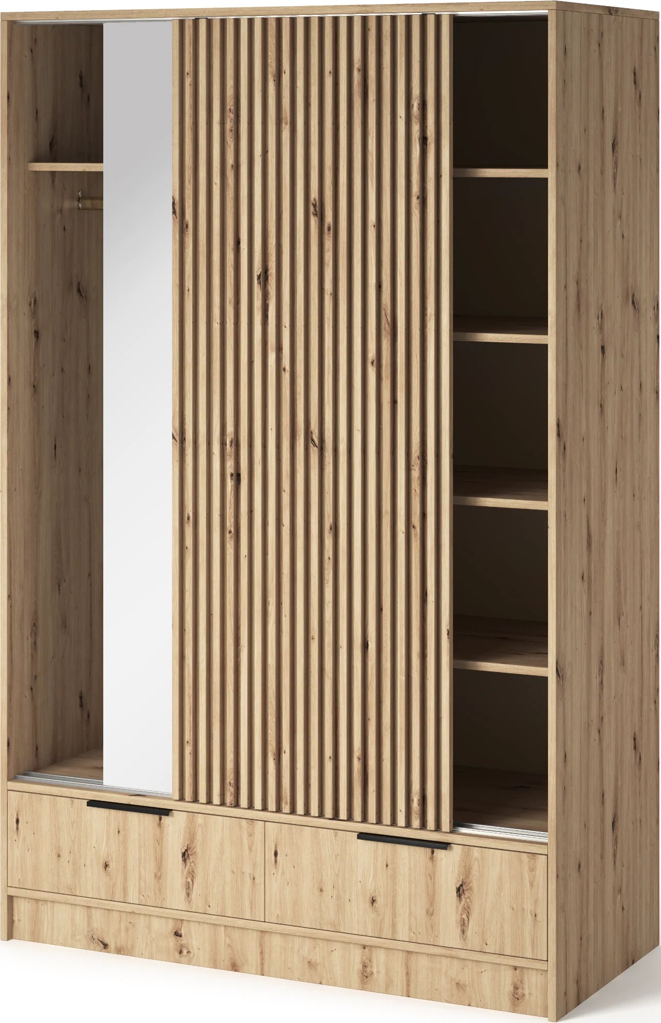 Eltap Voodi II 2D Sliding Wardrobe – Aristan Oak 120 cm with Mirror