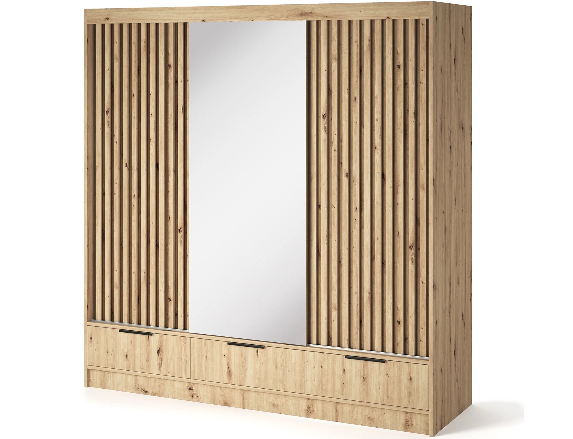 Eltap Voodi III 3D Sliding Wardrobe – Aristan Oak 180 cm with Mirrror