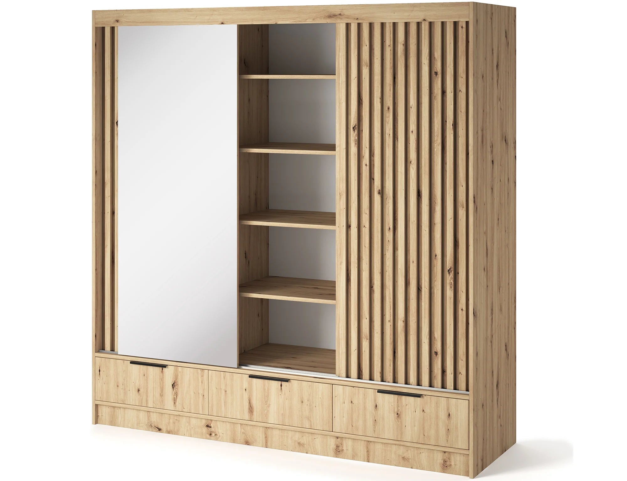 Eltap Voodi III 3D Sliding Wardrobe – Aristan Oak 180 cm with Mirrror