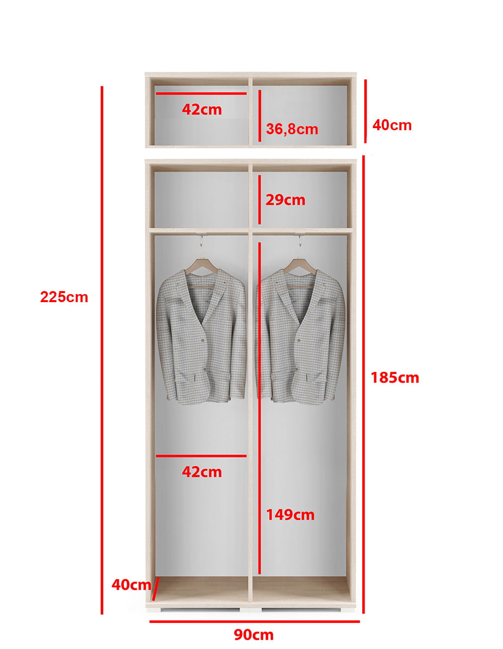 PK Emi 18 Hallway Wardrobe White - Upholstered Panels in Various Colours