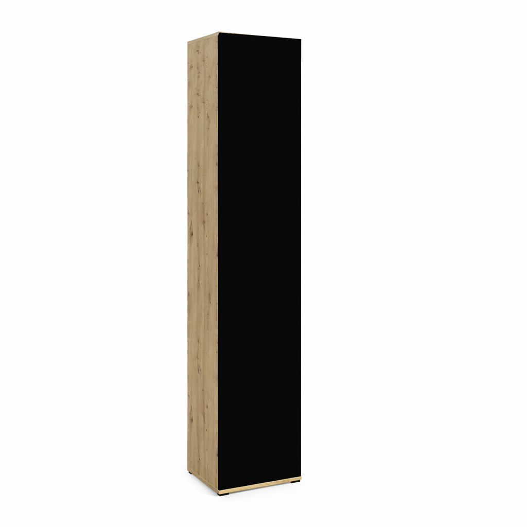 PK Emi 31 Hallway Wardrobe Aristan Oak/Black- Upholstered Panels in Various Colours