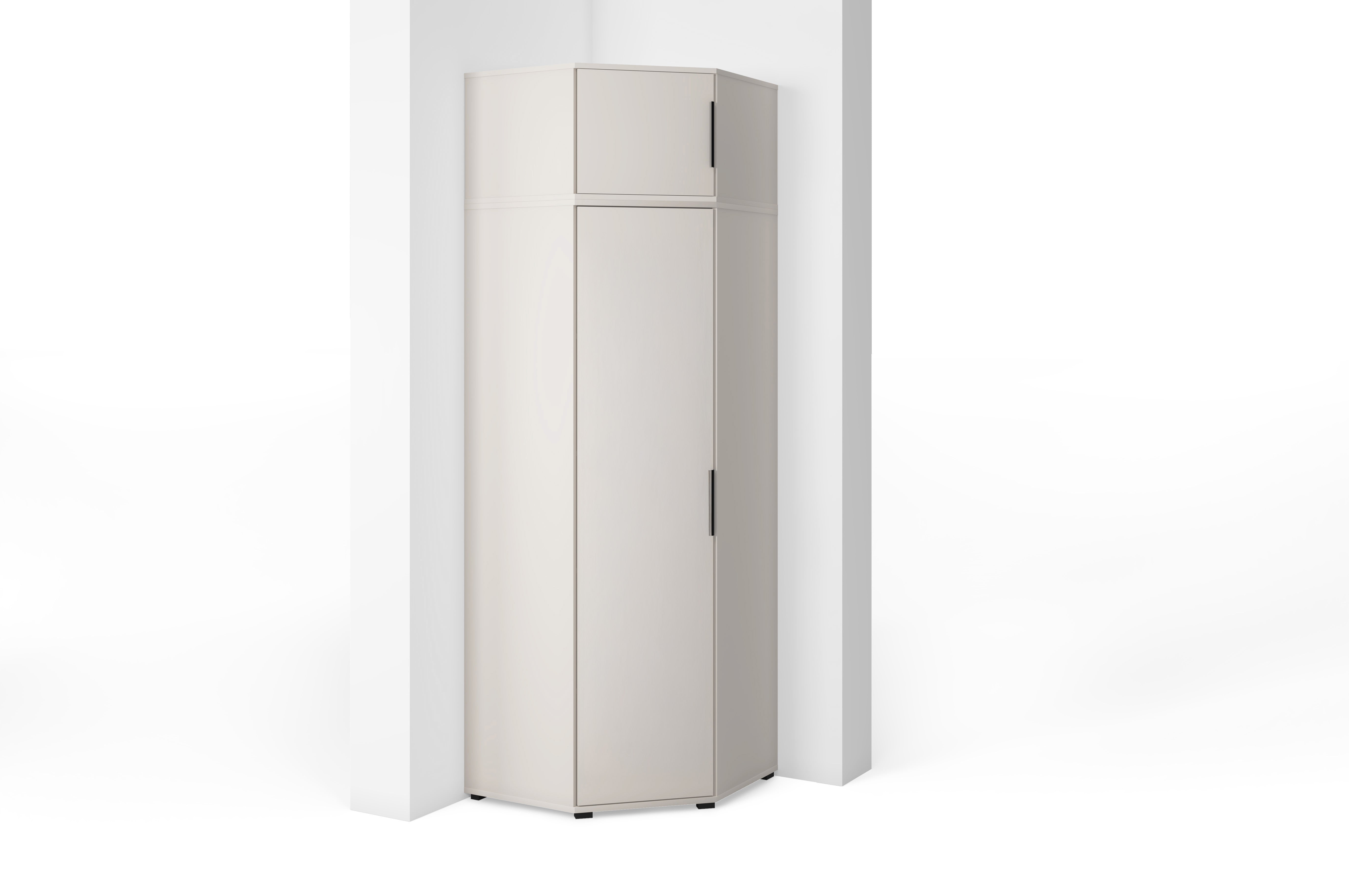 PK Bianco Corner Wardrobe with Overhead Cabinet – Cashmere