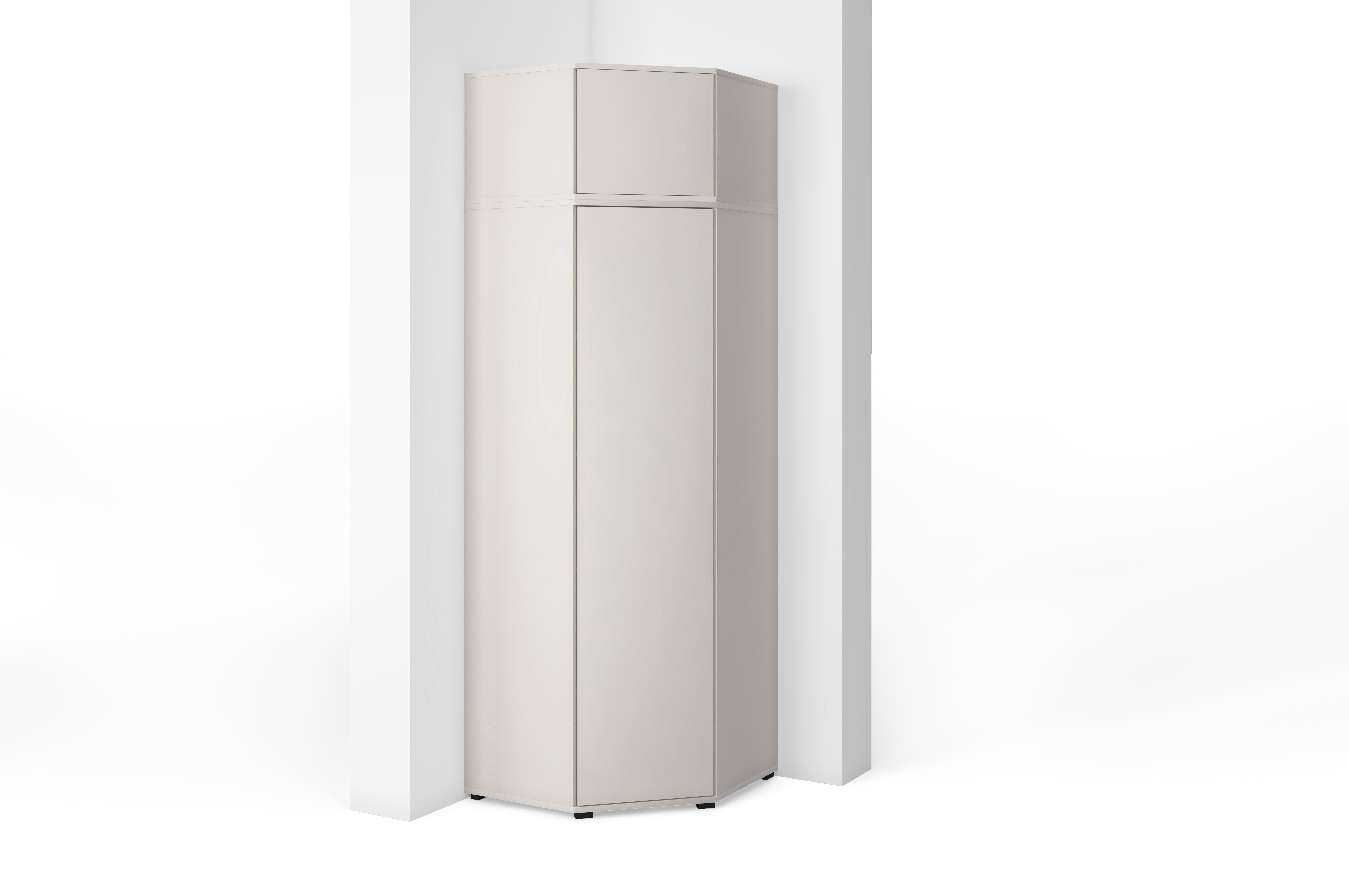 PK Bianco Corner Wardrobe with Overhead Cabinet – Cashmere