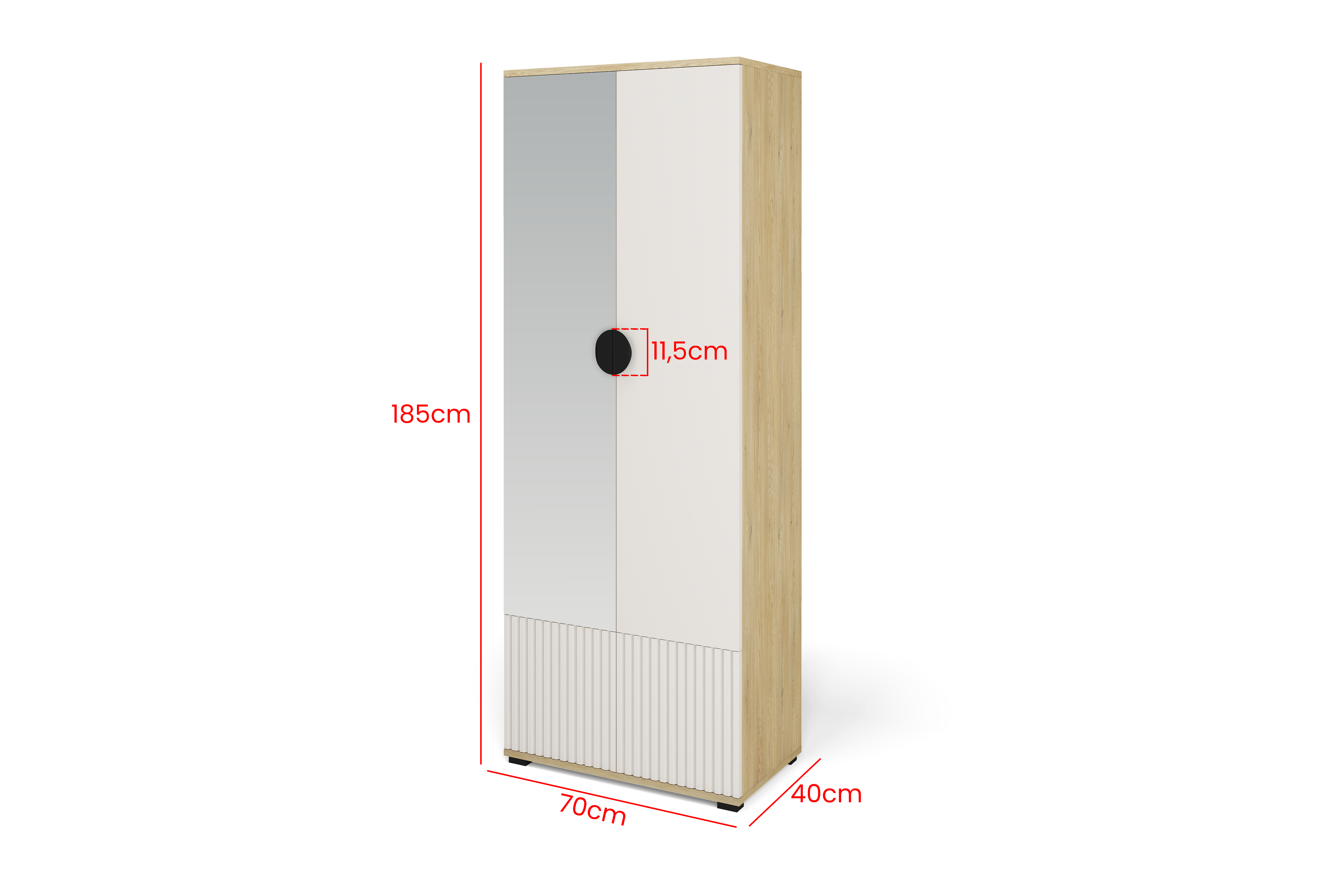 Bello Hallway Wardrobe Set 1 – Choose Leg Height, Mirror & Panel Colour | Cashmere & Cremona Oak
