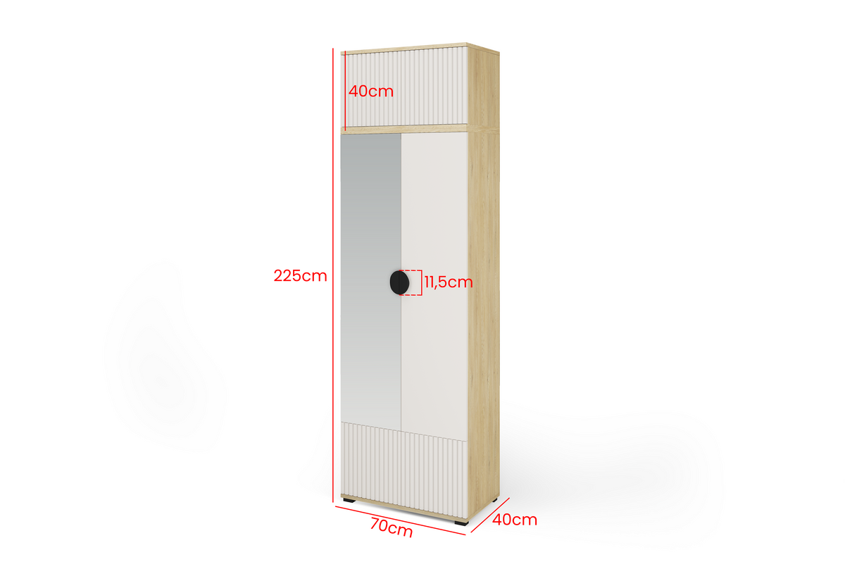 Bello Hallway Wardrobe Set 2 – Choose Leg Height, Mirror & Panel Colour | Cashmere & Cremona Oak