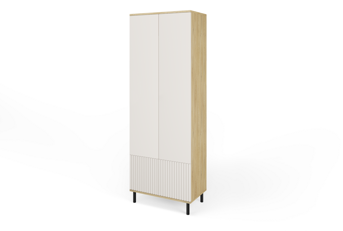 Bello 2-Door Wardrobe 70 cm – Configure Legs, Mirror & Overhead Cabinet | Cashmere & Cremona Oak