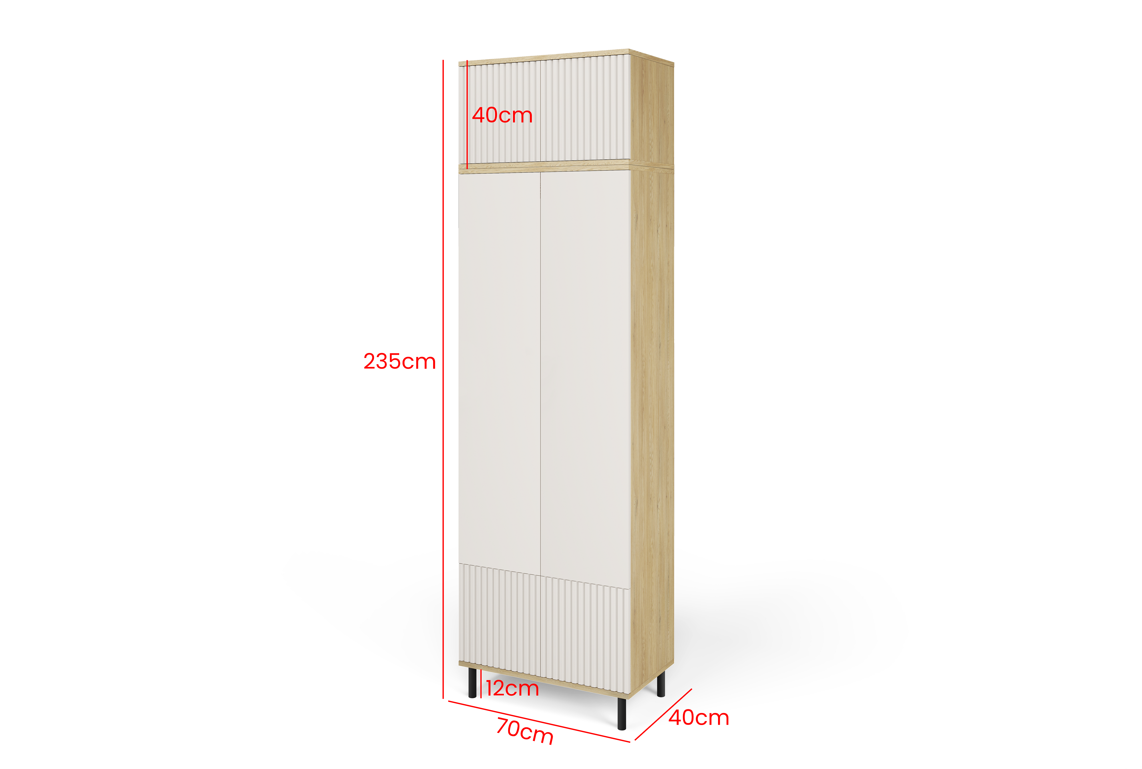 Bello Hallway Wardrobe Set 2 – Choose Leg Height, Mirror & Panel Colour | Cashmere & Cremona Oak