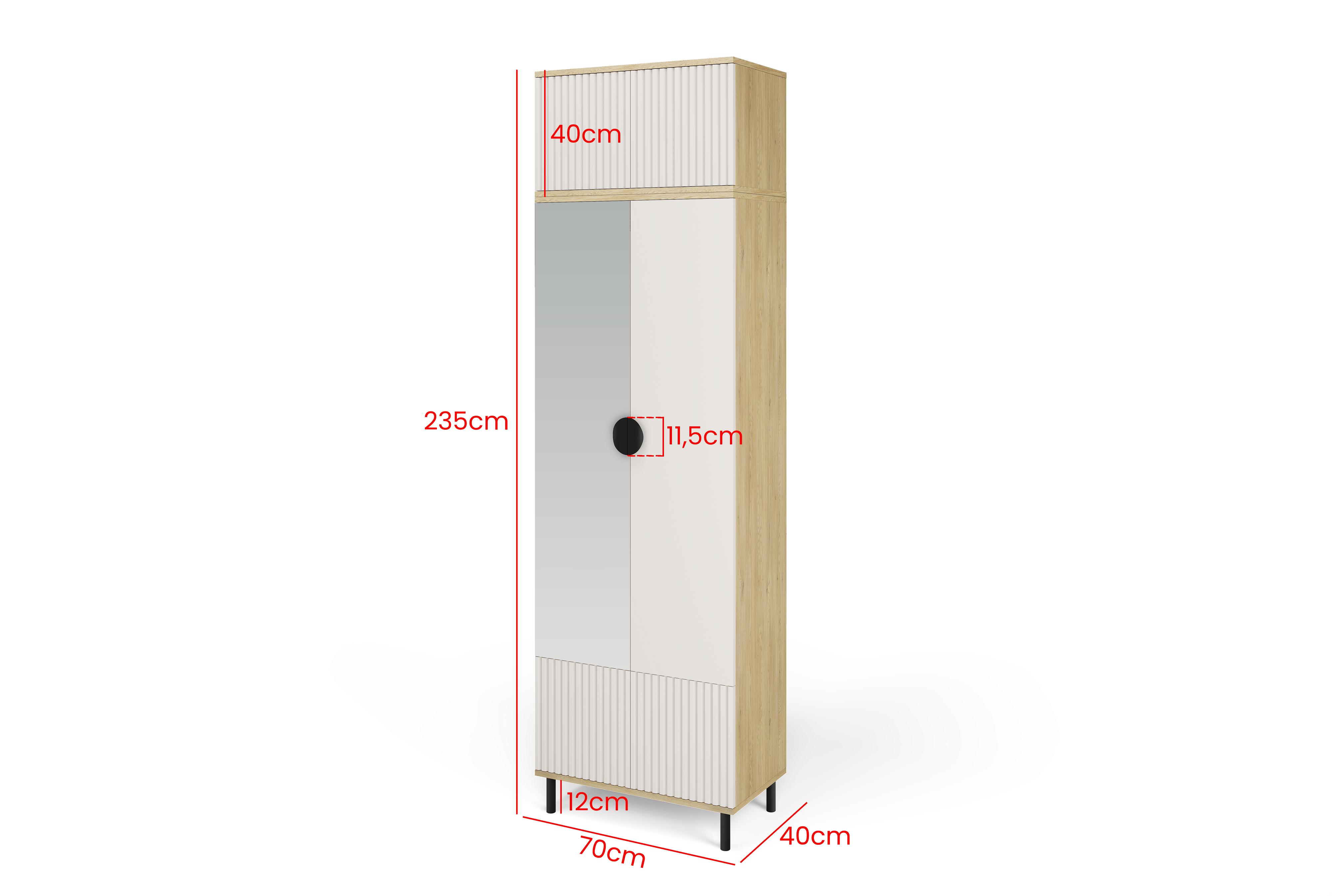 Bello Hallway Wardrobe Set 2 – Choose Leg Height, Mirror & Panel Colour | Cashmere & Cremona Oak