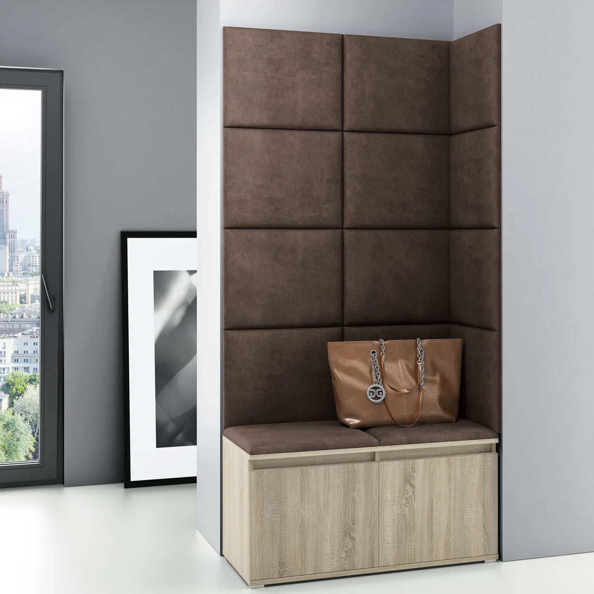 PK Emi 2 Hallway Wardrobe Sonoma - Upholstered Panels in Various Colours