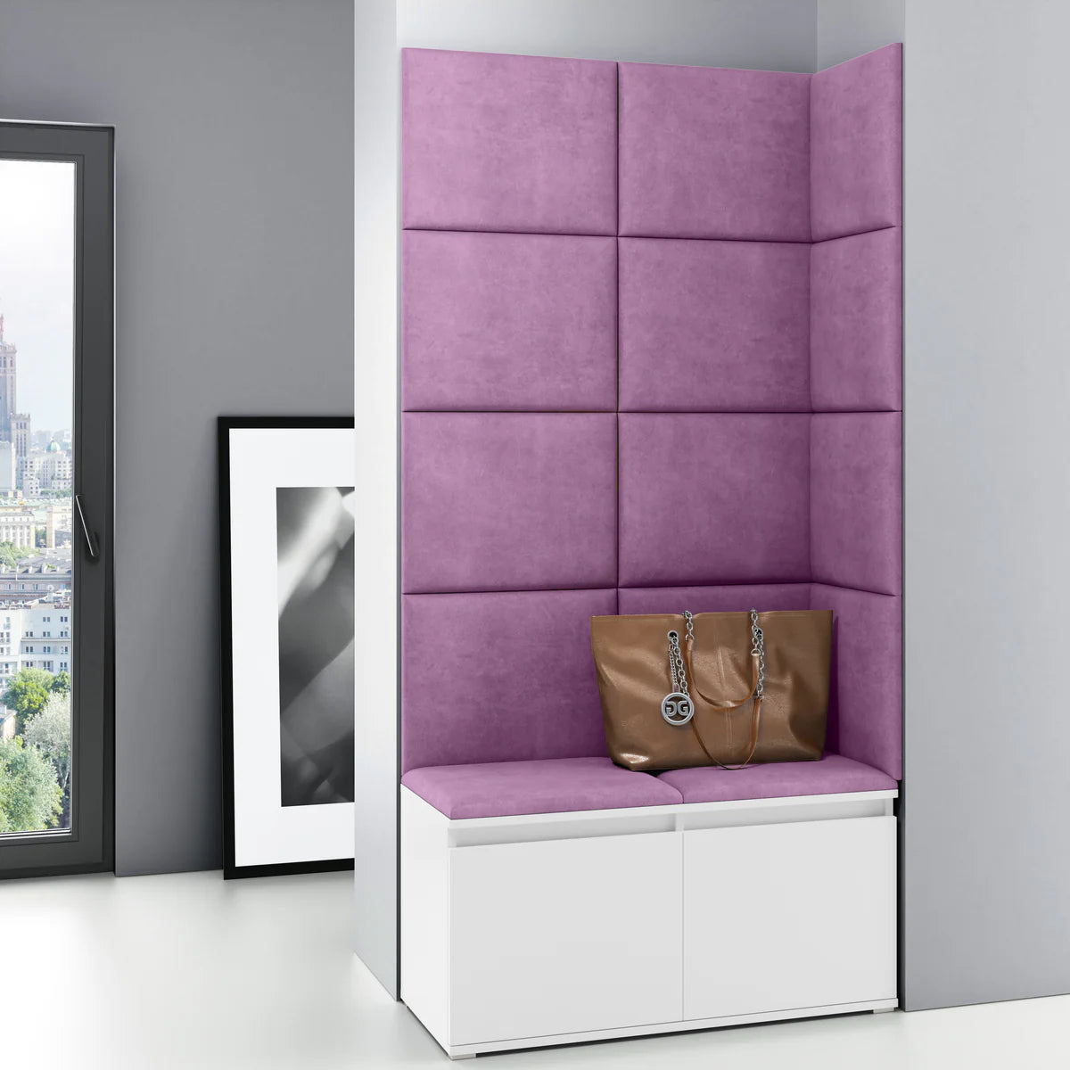 PK Emi 2 Hallway Wardrobe White - Upholstered Panels in Various Colours