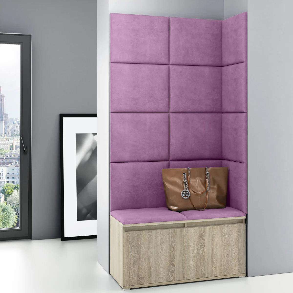 PK Emi 2 Hallway Wardrobe Sonoma - Upholstered Panels in Various Colours