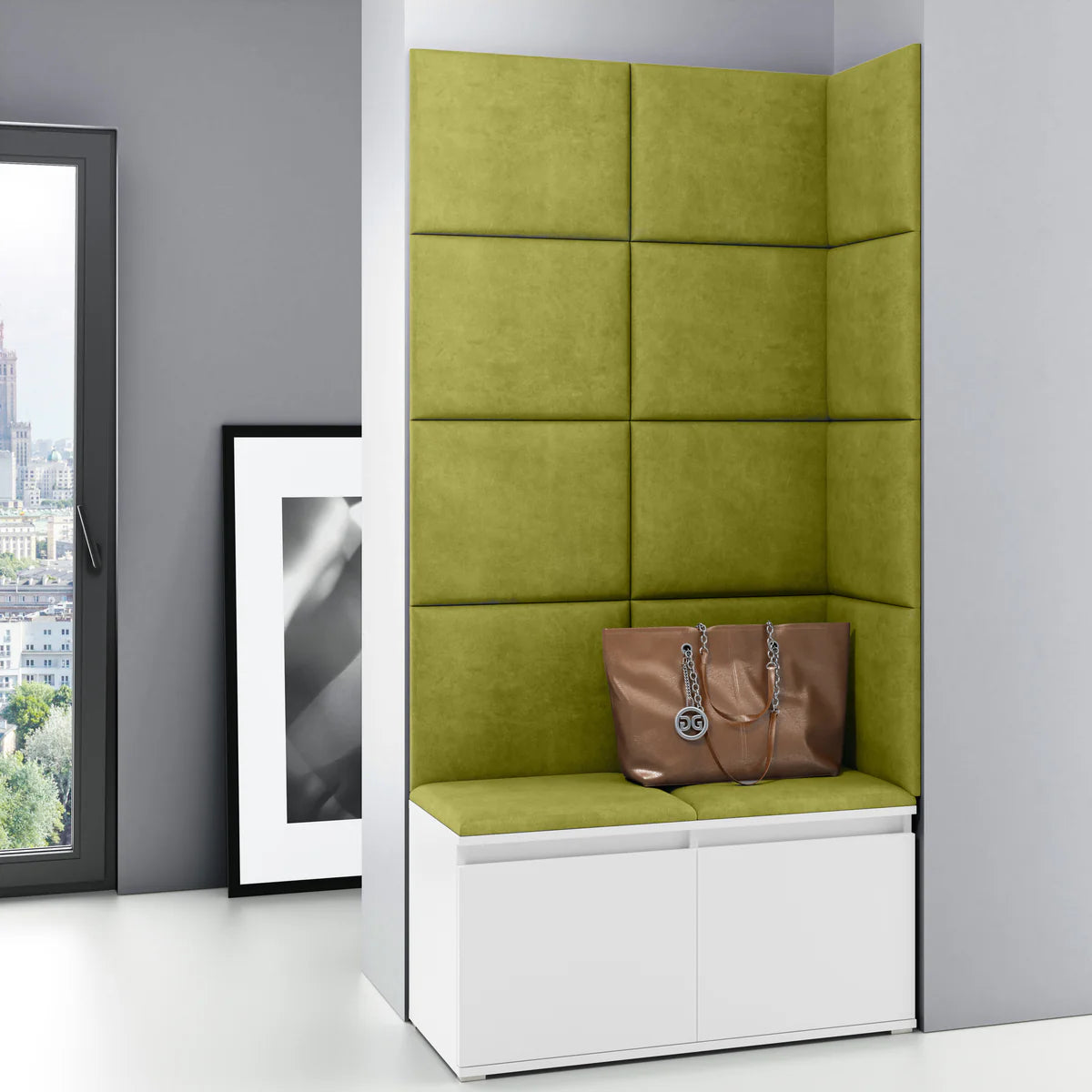 PK Emi 2 Hallway Wardrobe White - Upholstered Panels in Various Colours